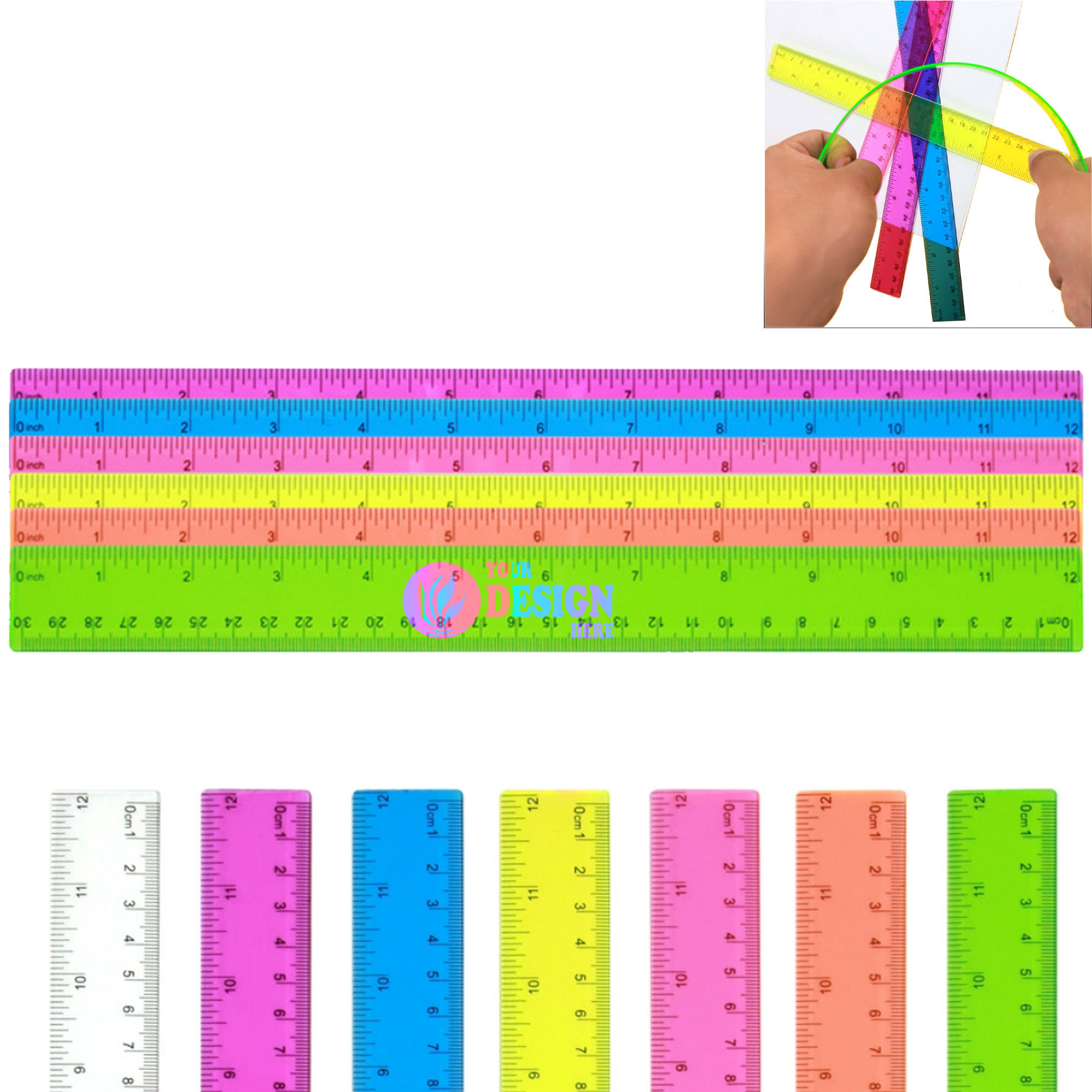 11.8" Color Transparent Ruler 3