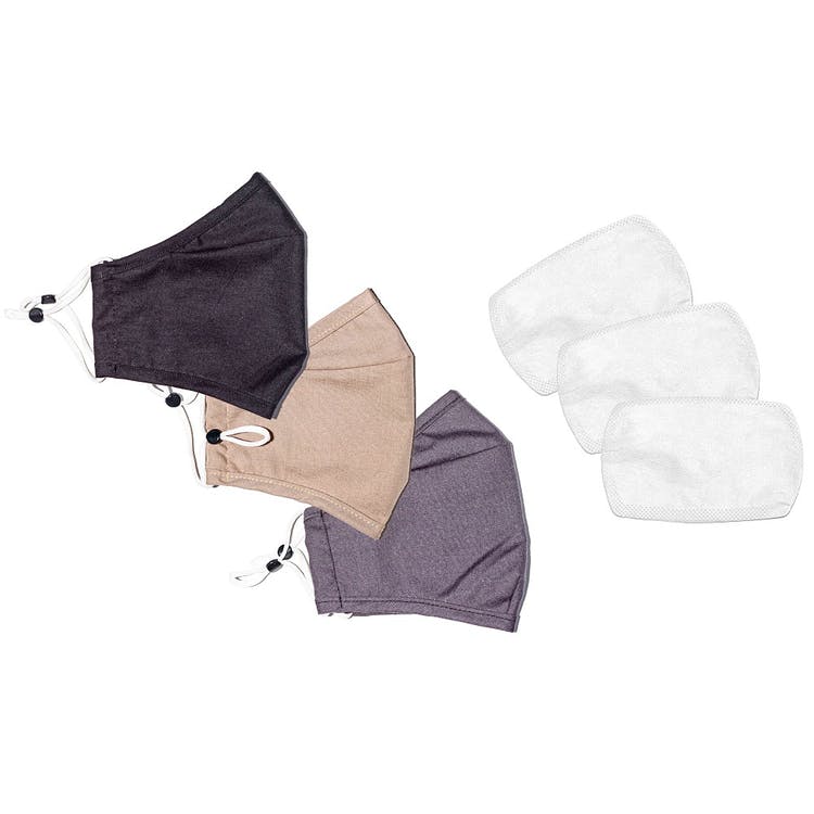 Woven Reusable Face Masks - Filters Adjustable Ear Loops 3 Pieces 1