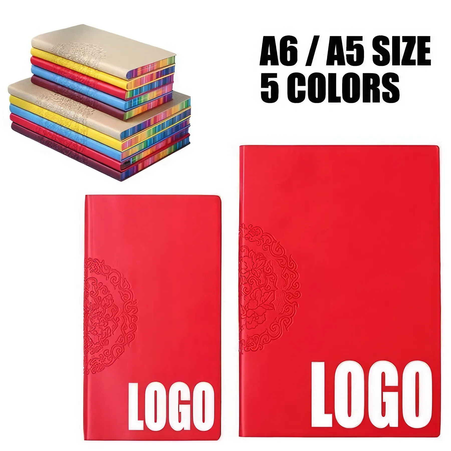 PU Leather A5/A6 Business Journal Rainbow-Edge Notebook 2