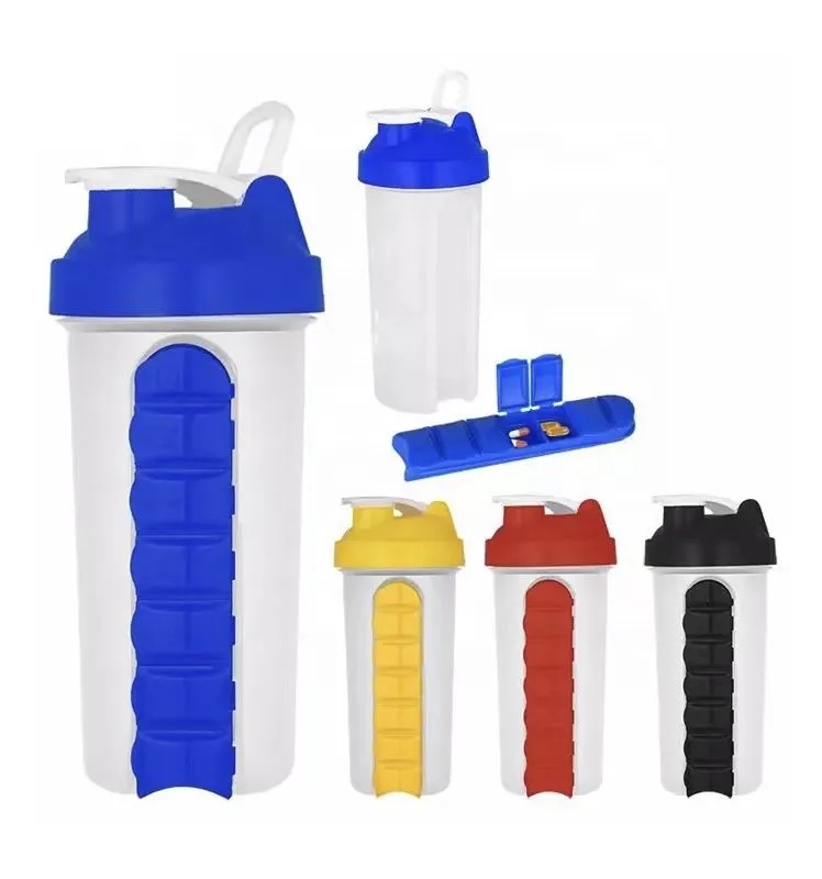 Shaker Water Bottle with Pill Box 3