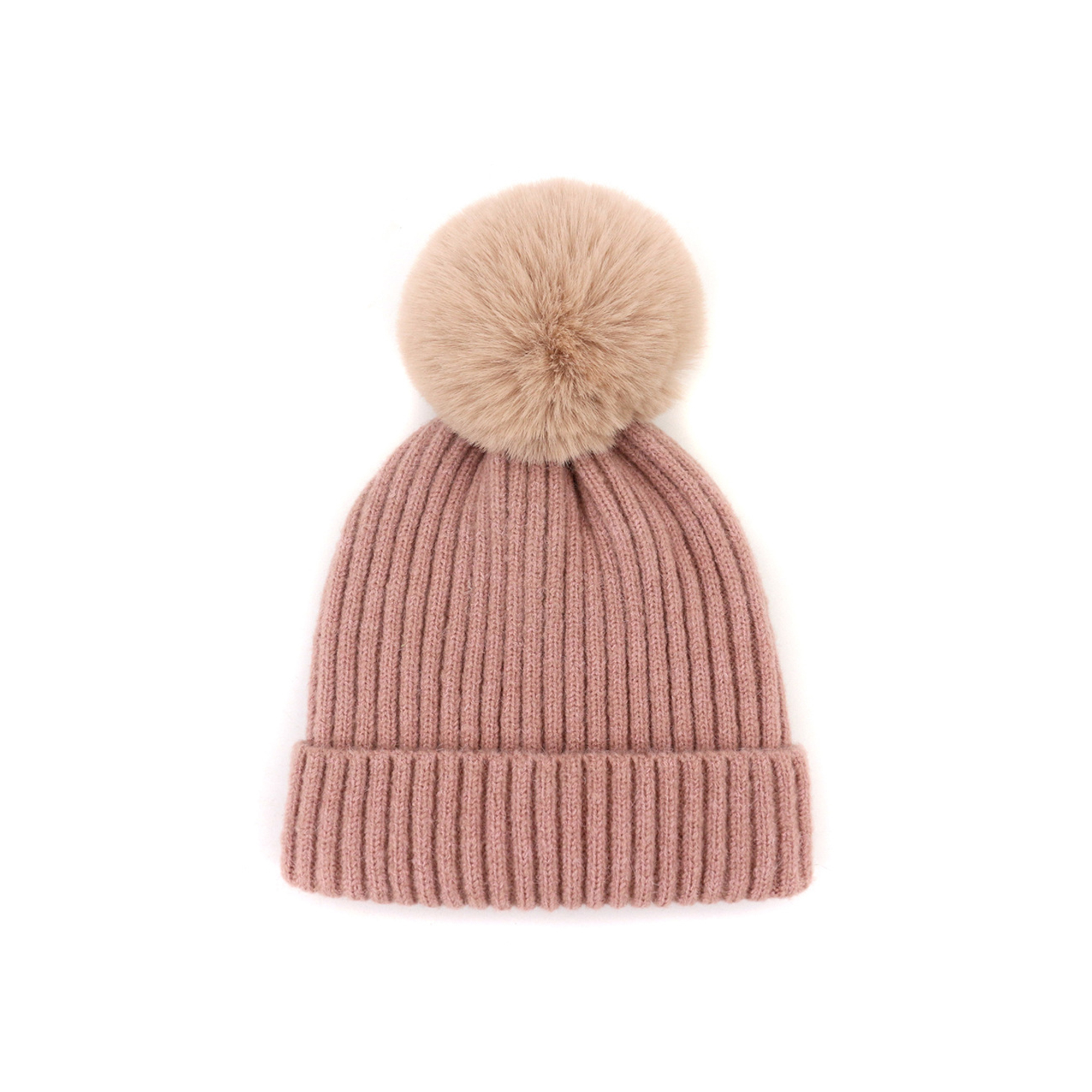 Acrylic Knit Beanie With Pom For Children High Top Style 4