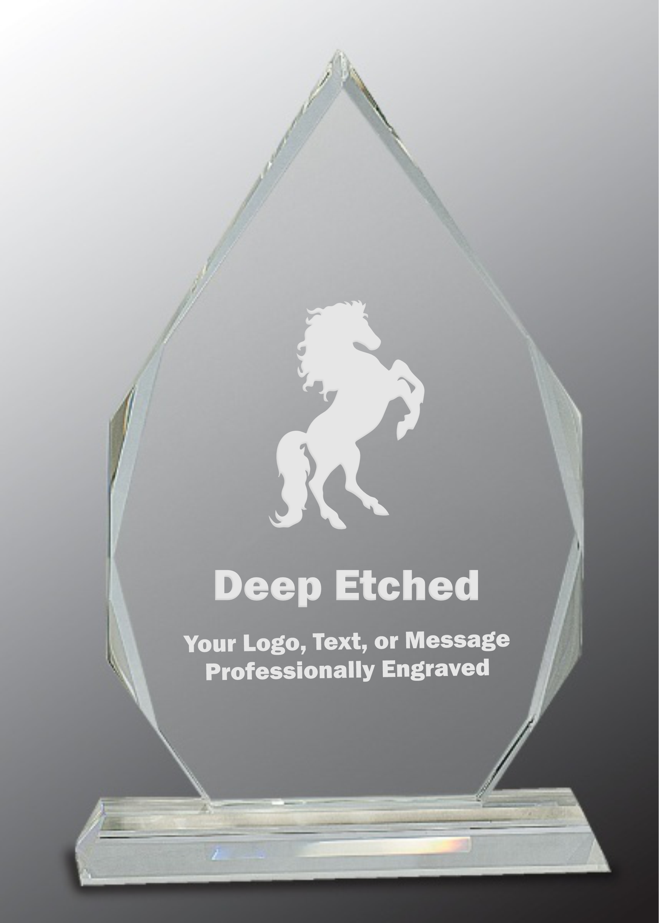 10 1/2" Crystal Diamond Award on Clear Pedestal Base