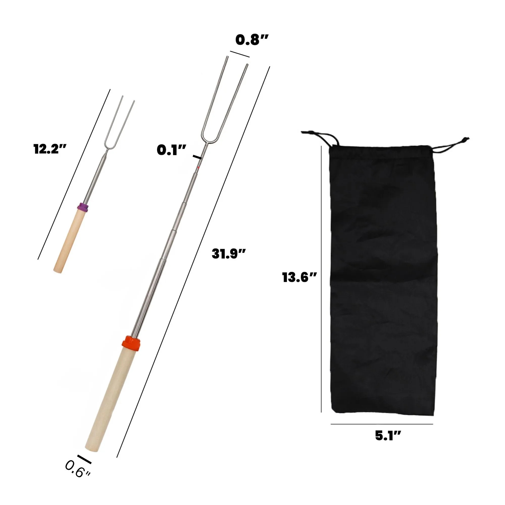 8 Piece Fire Pit Retractable Hot Dog Skewer 5