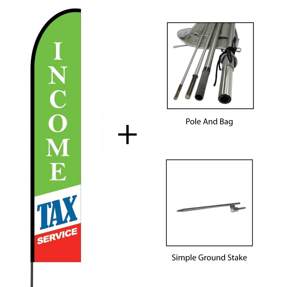 Income Tax Service 2 Flag Kit 15' Feet Feather Flag Sign Outdoor Banner 4