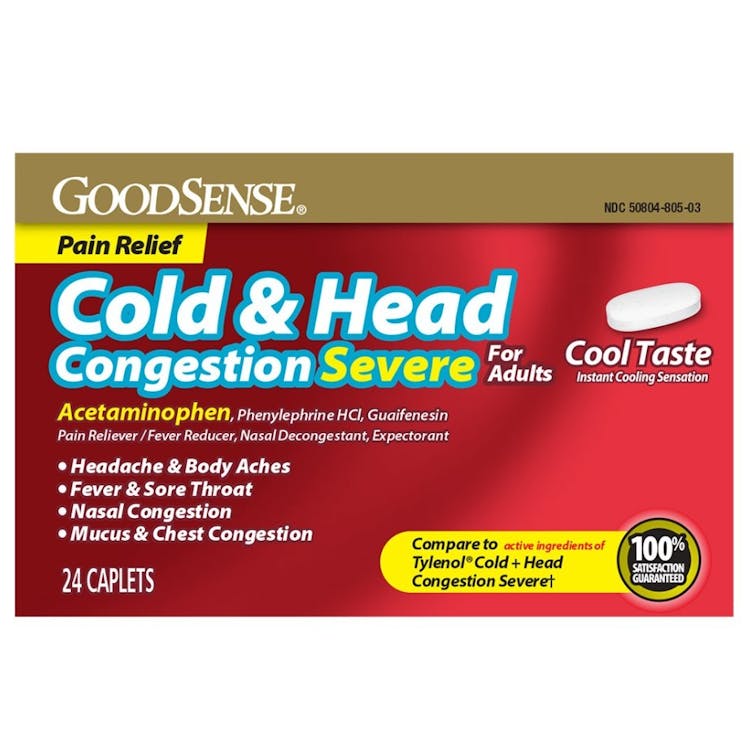 Cold & Head Congestion Severe Caplets - Cool Taste 24 Ct