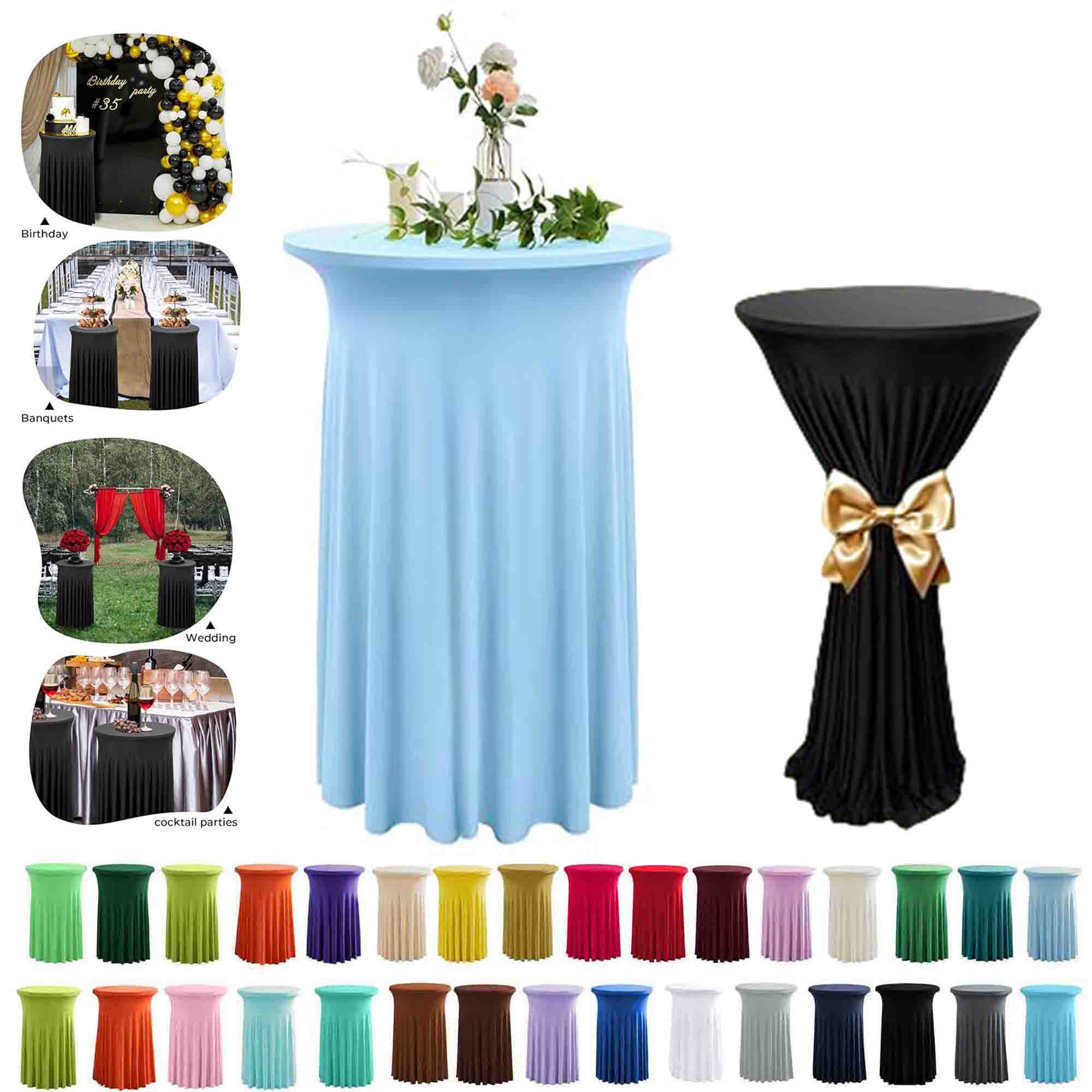 Round Cocktail Table Tablecloth with Wavy Drapes 2