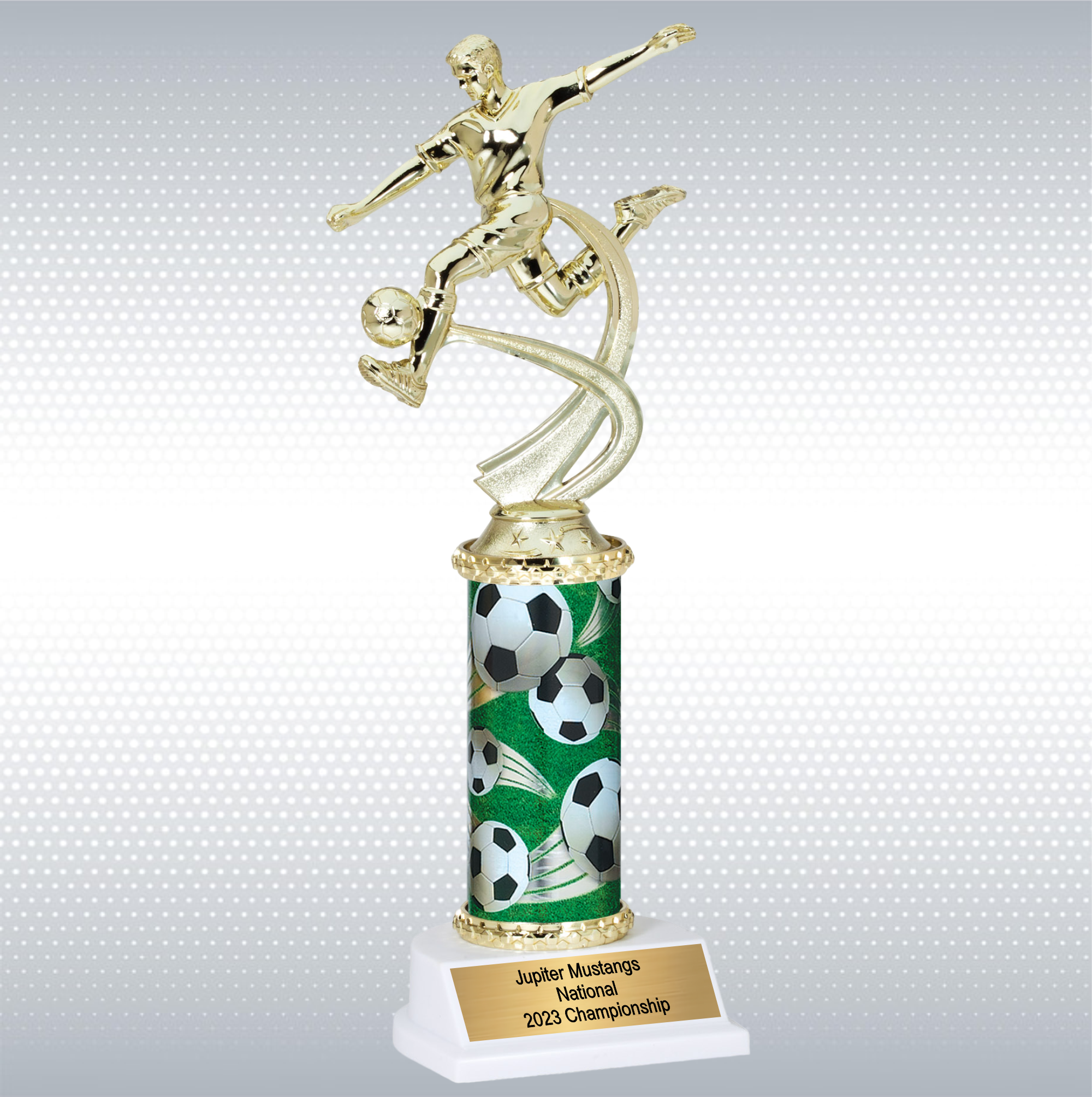 Assembled Male Soccer Trophy w/ White Base 3