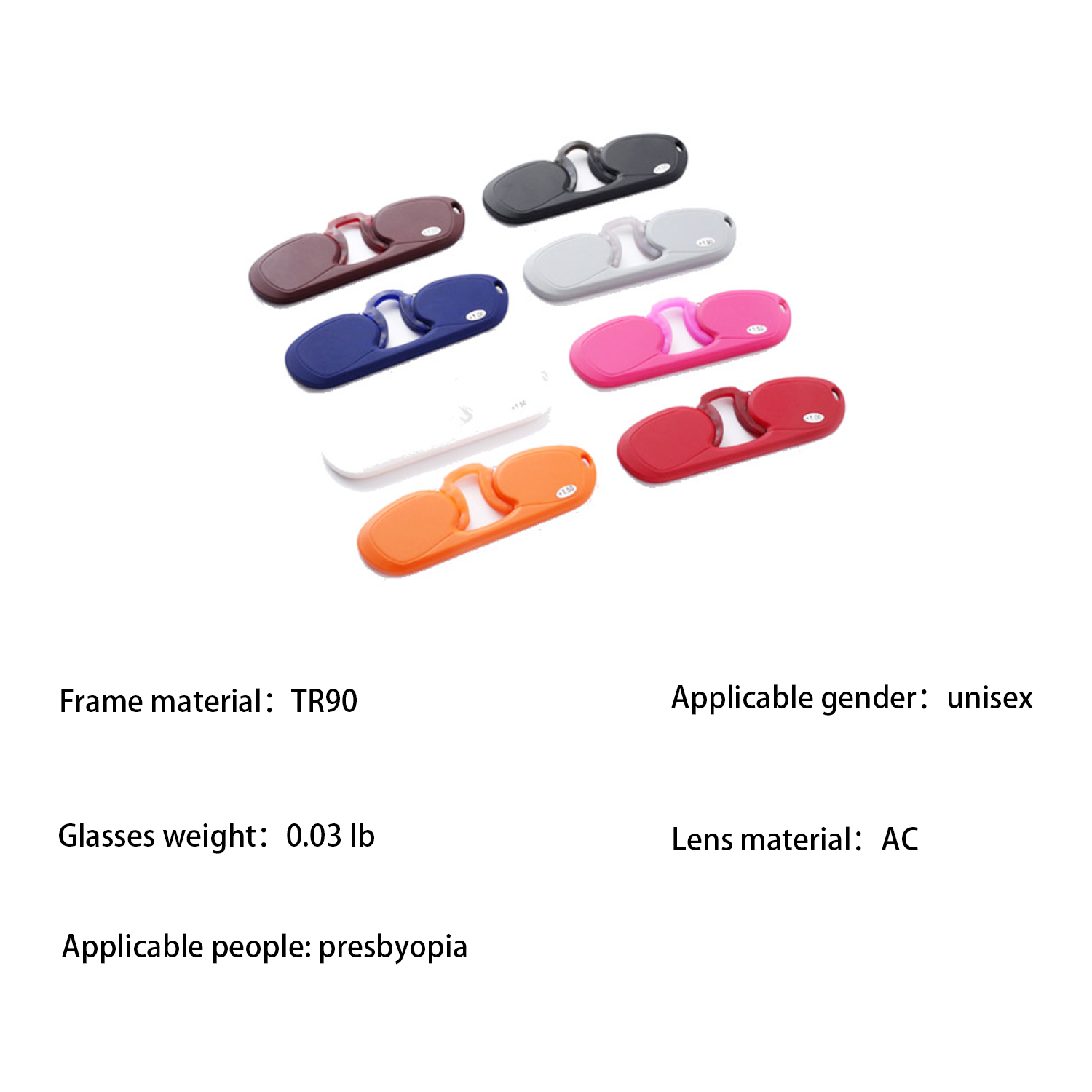 Pinch nose silicone reading glasses 2