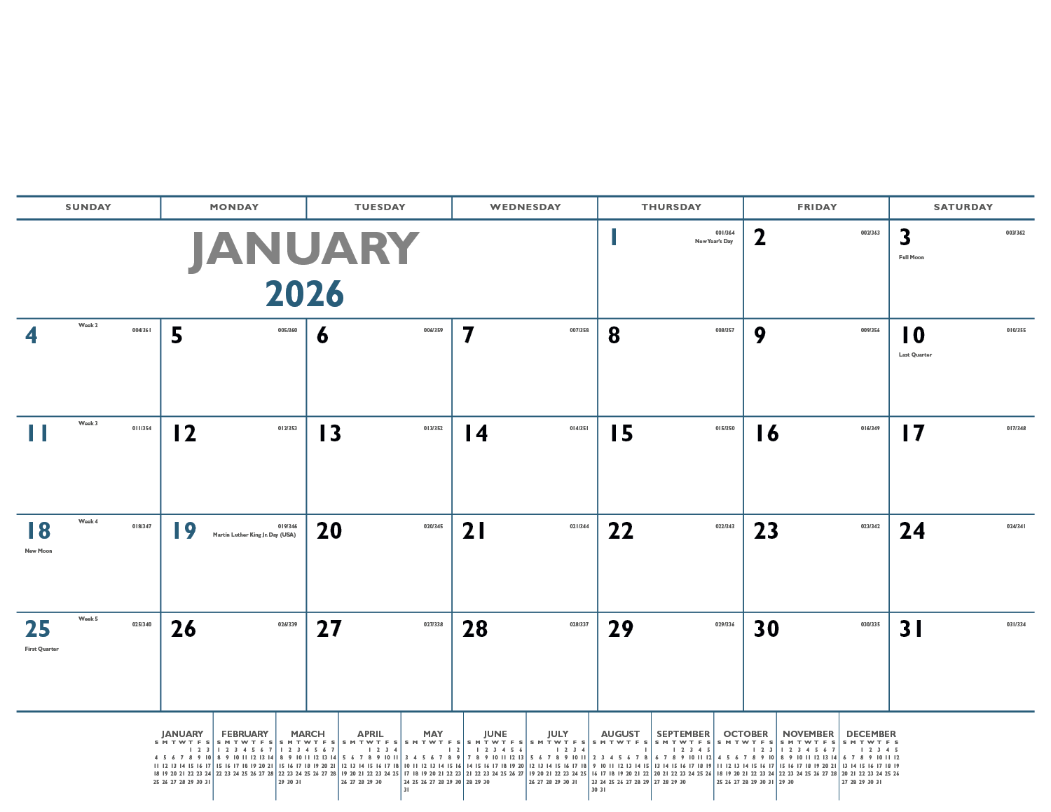 Triumph® Calendars Blue & Black Desk Pad 3