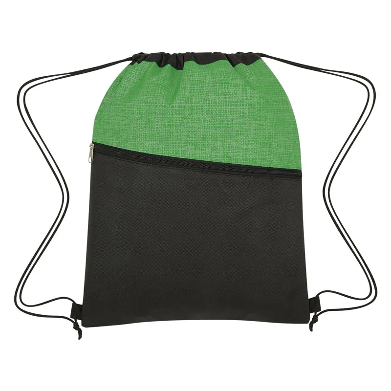 Crosshatch Two-Tone Non-Woven Drawstring Bag 4