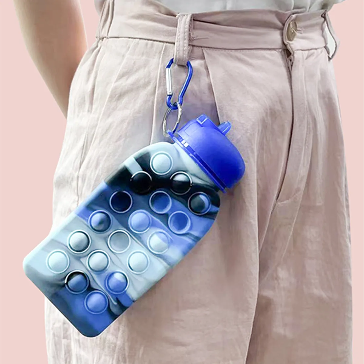 500ML Decompression Portable Bubbles Folding Water Bottle, custom stadium cup with logo imprint 2