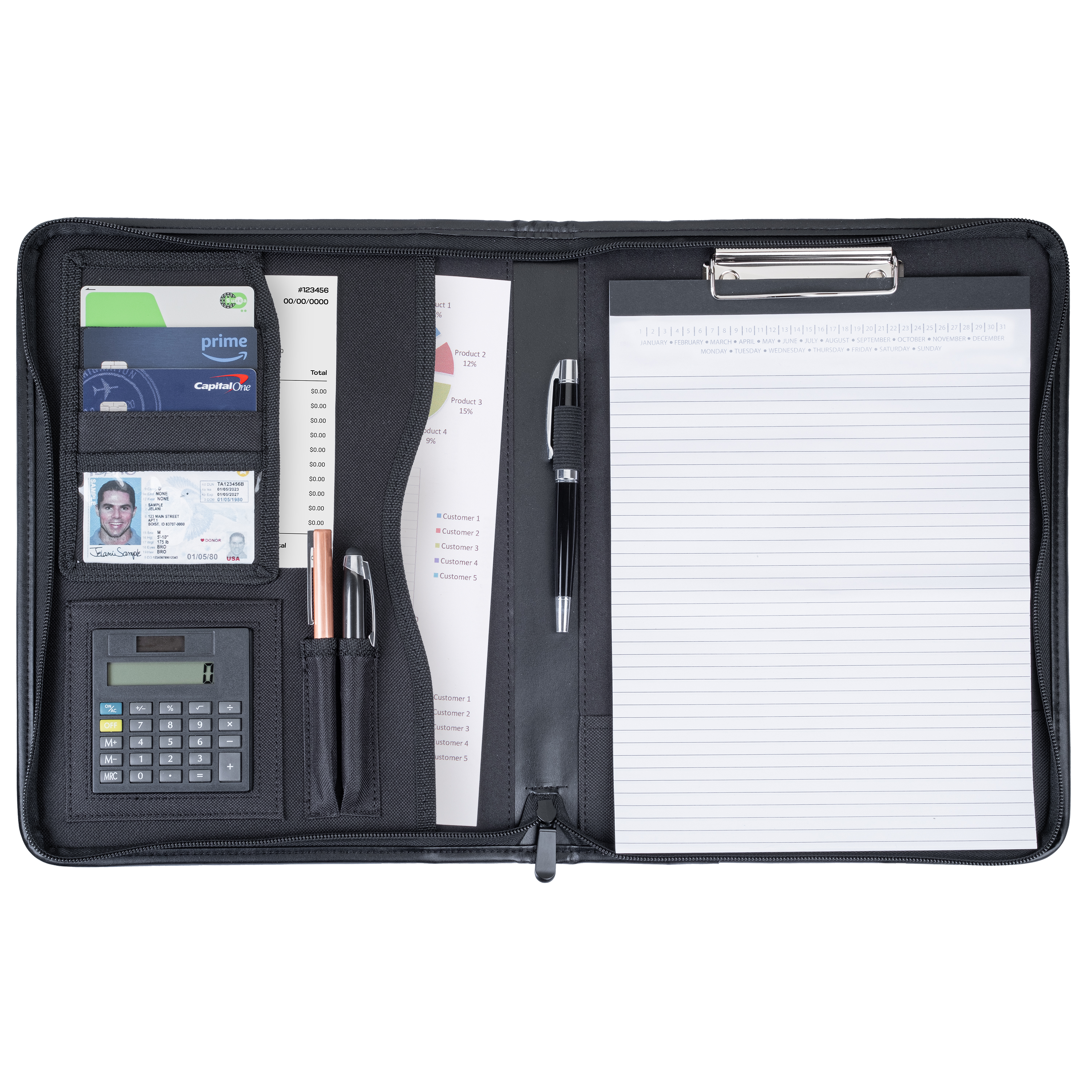 Associate Zipper Clipboard Padfolio 6