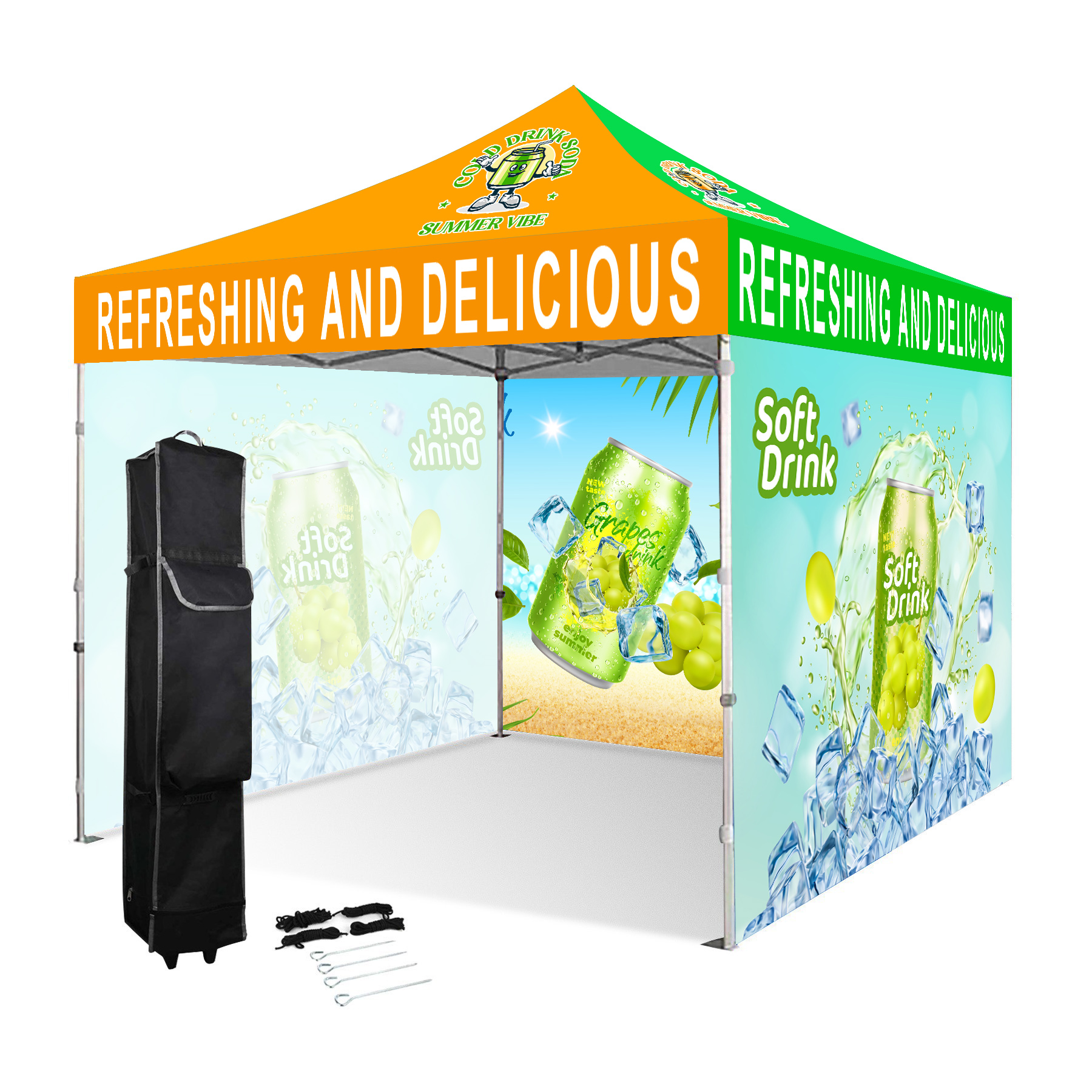 10' x 10' Heavy Duty Pop Up Canopy Tent Kit w/ 3 Full Walls ( Dye Sublimation) 2