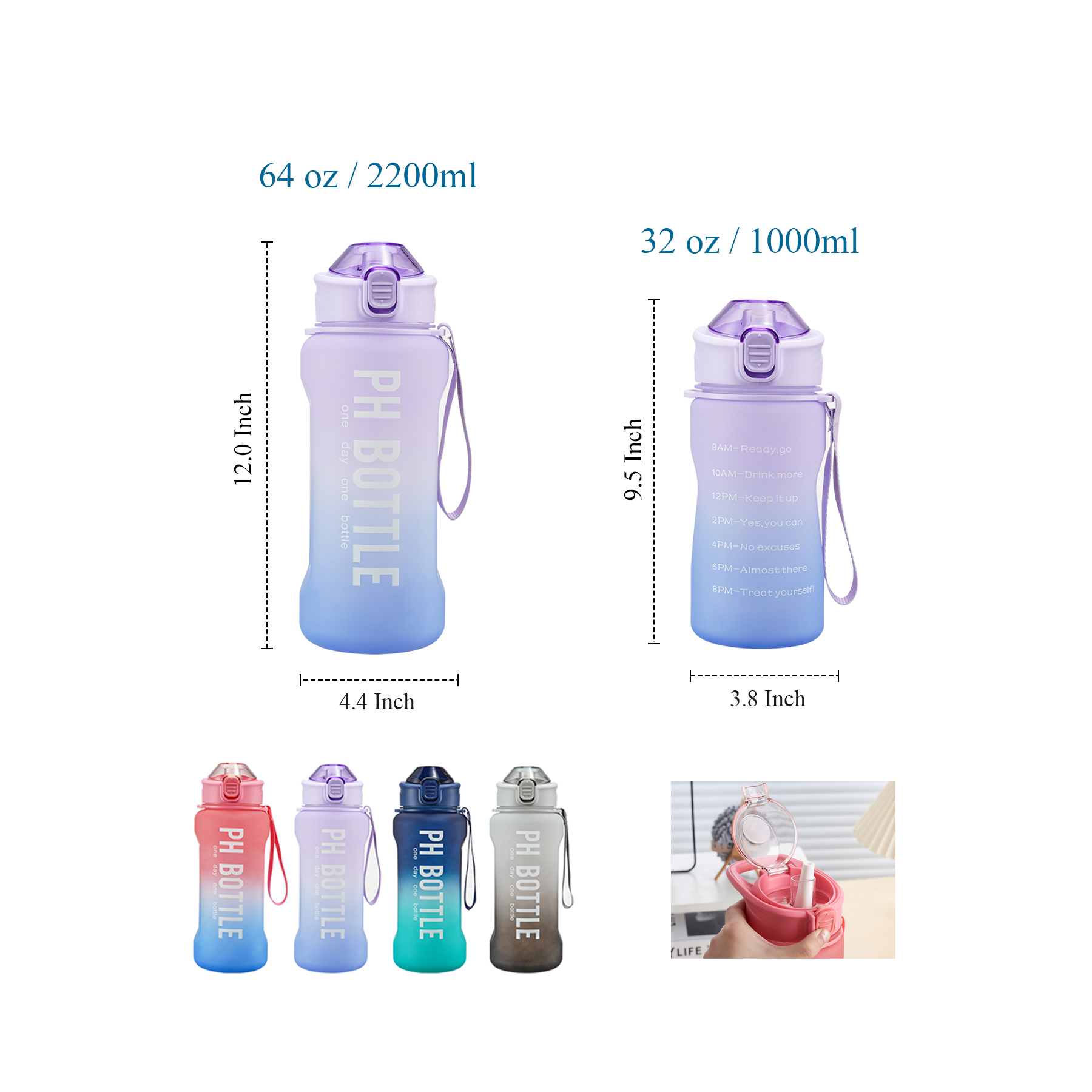 Half Gallon Water Bottle With Straw 2