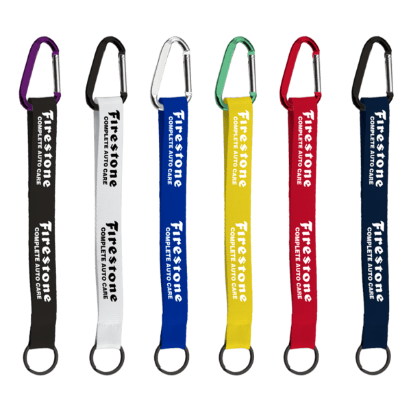 3/4" Sewn Polyester Keychain with Metal Split-Ring and Carabiner 66