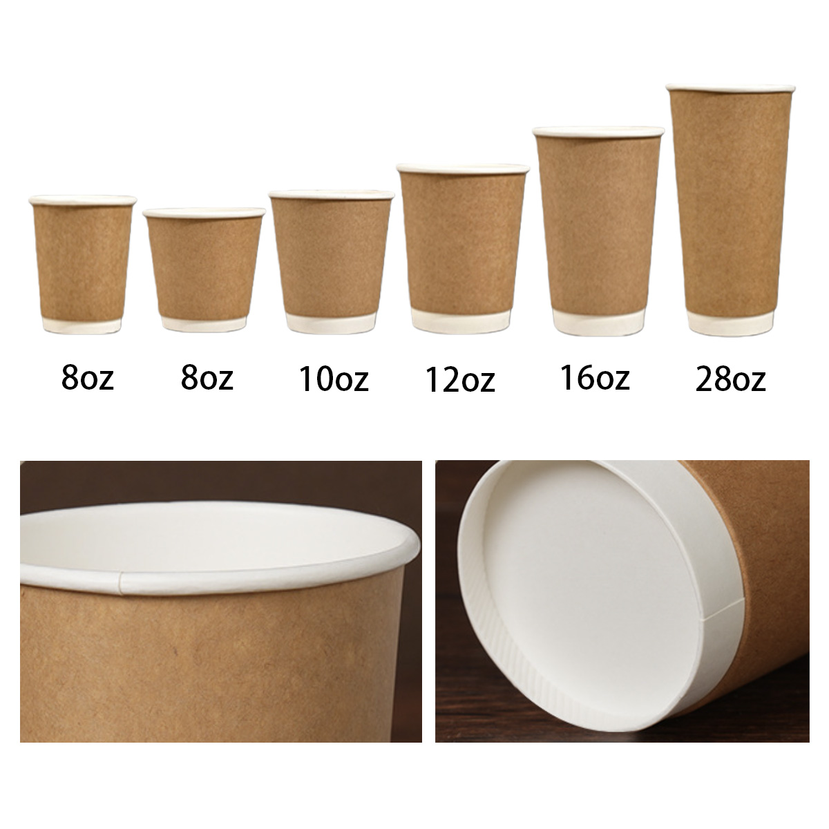 12oz Disposable Kraft Double-Wall Paper Cup 2