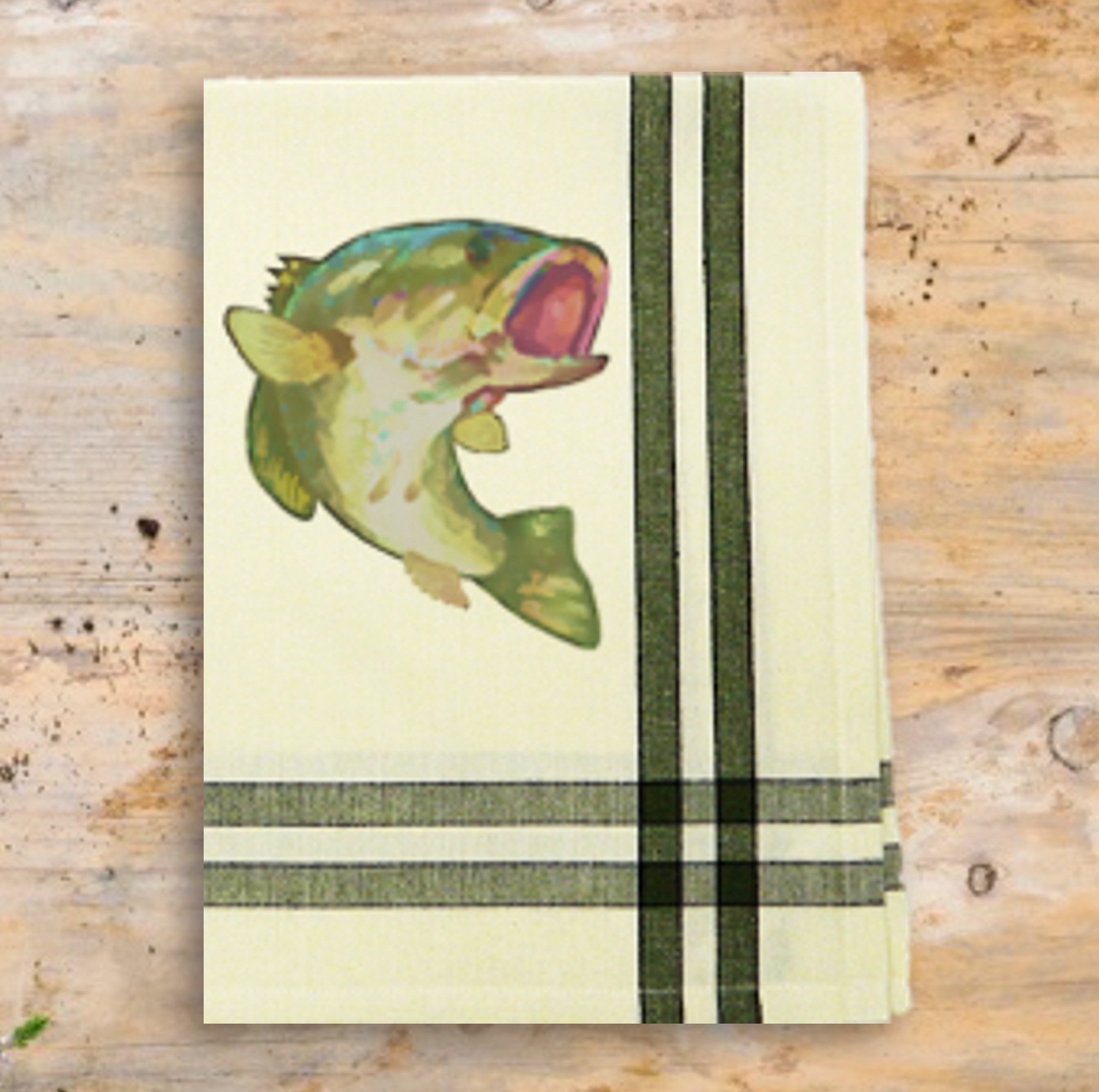 Sage/Black Double Stripe Kitchen Towel - 20"x28" 3