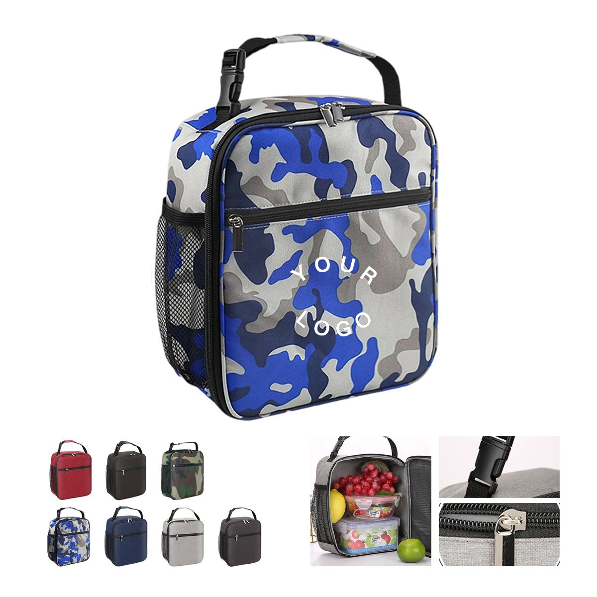 Portable PEVA Lunch Cooler Bag with Side Pocket 3