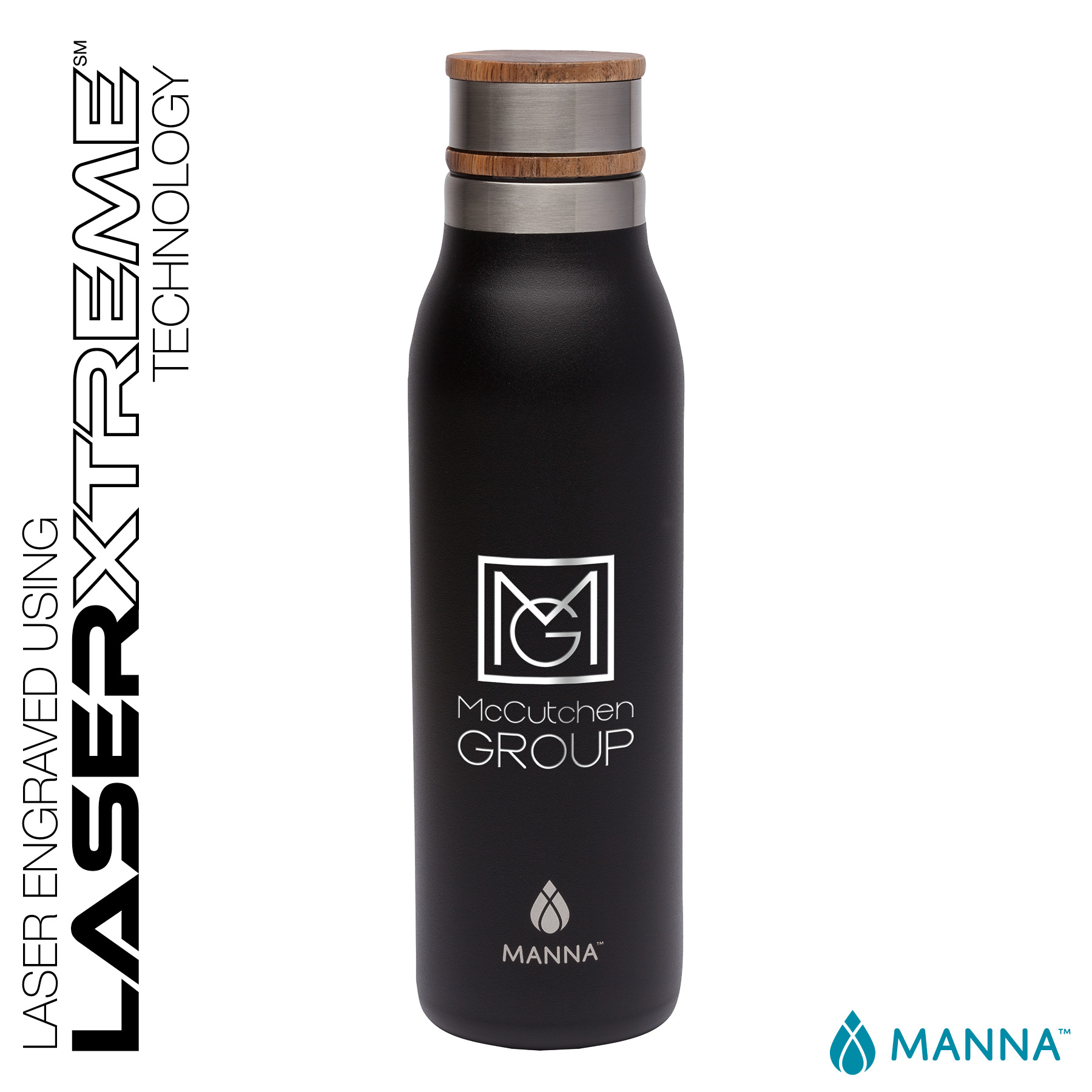 Manna™ 18 oz. Ascend Stainless Steel Water Bottle w/ Acacia Lid 16
