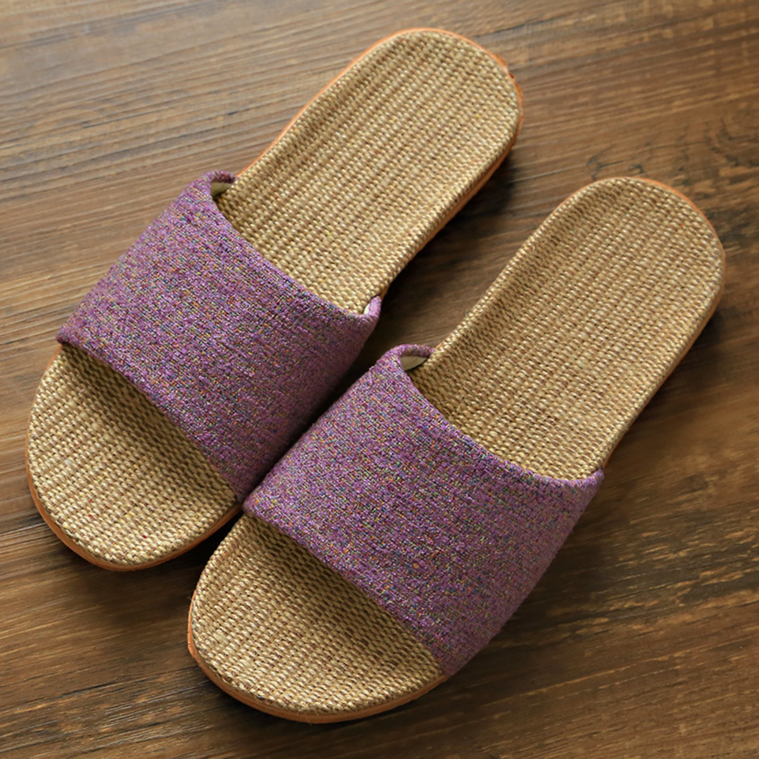 Lightweight Soft Cotton Linen Open-Toe Slippers 1