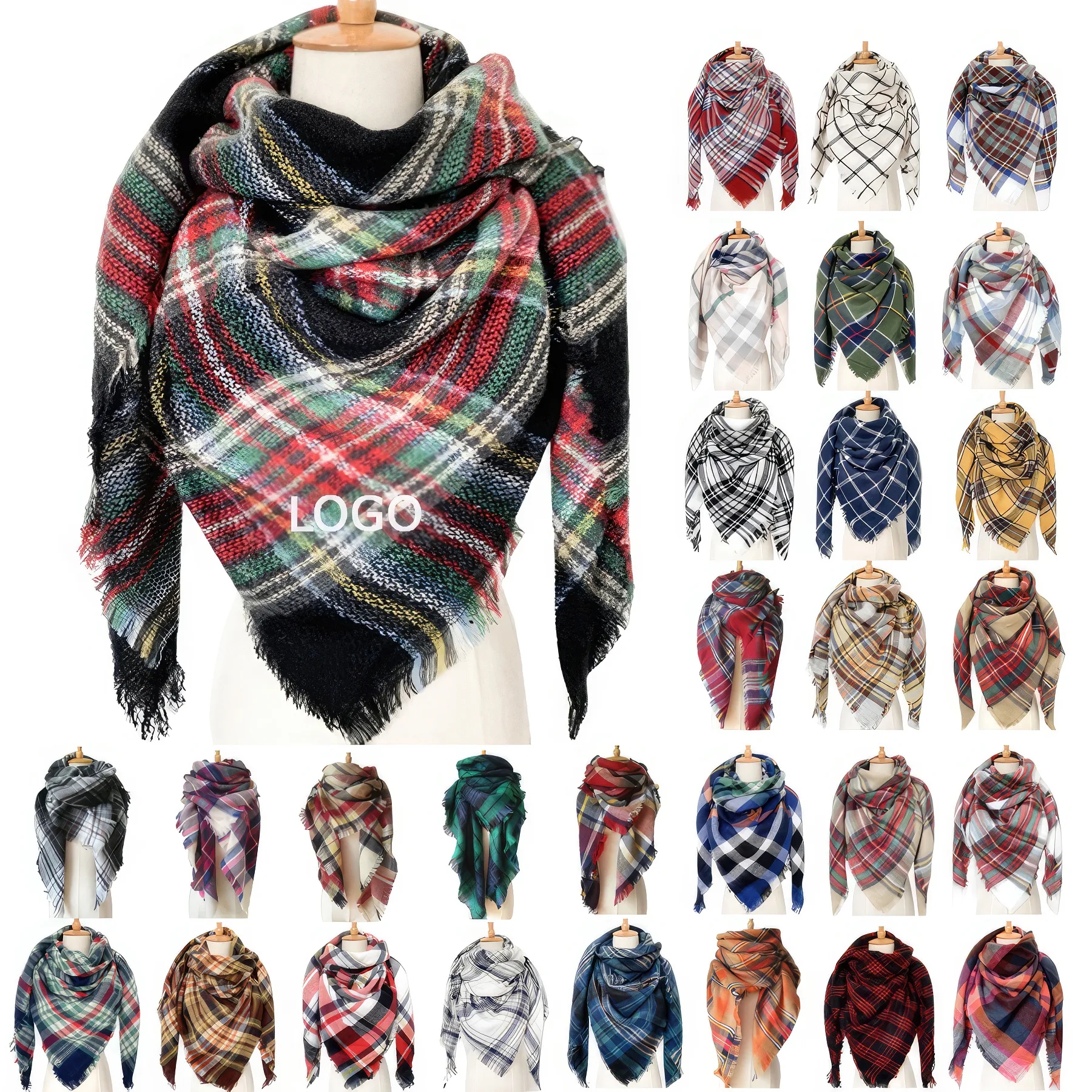 Trendy Plaid Blanket Women Oversized Long Scarves 2