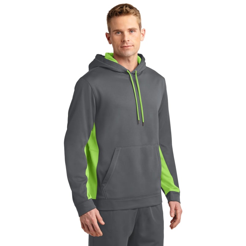 Sport-Tek Sport-Wick Fleece Colorblock Hooded Pullover. 18
