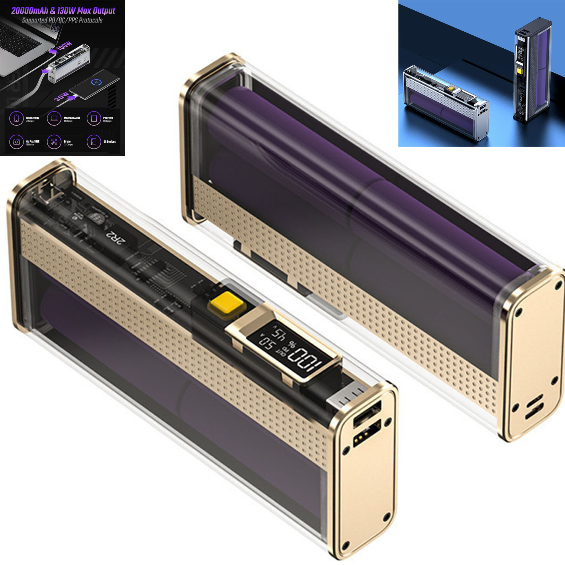 Slim 130W 20000mAh Laptop Power Bank