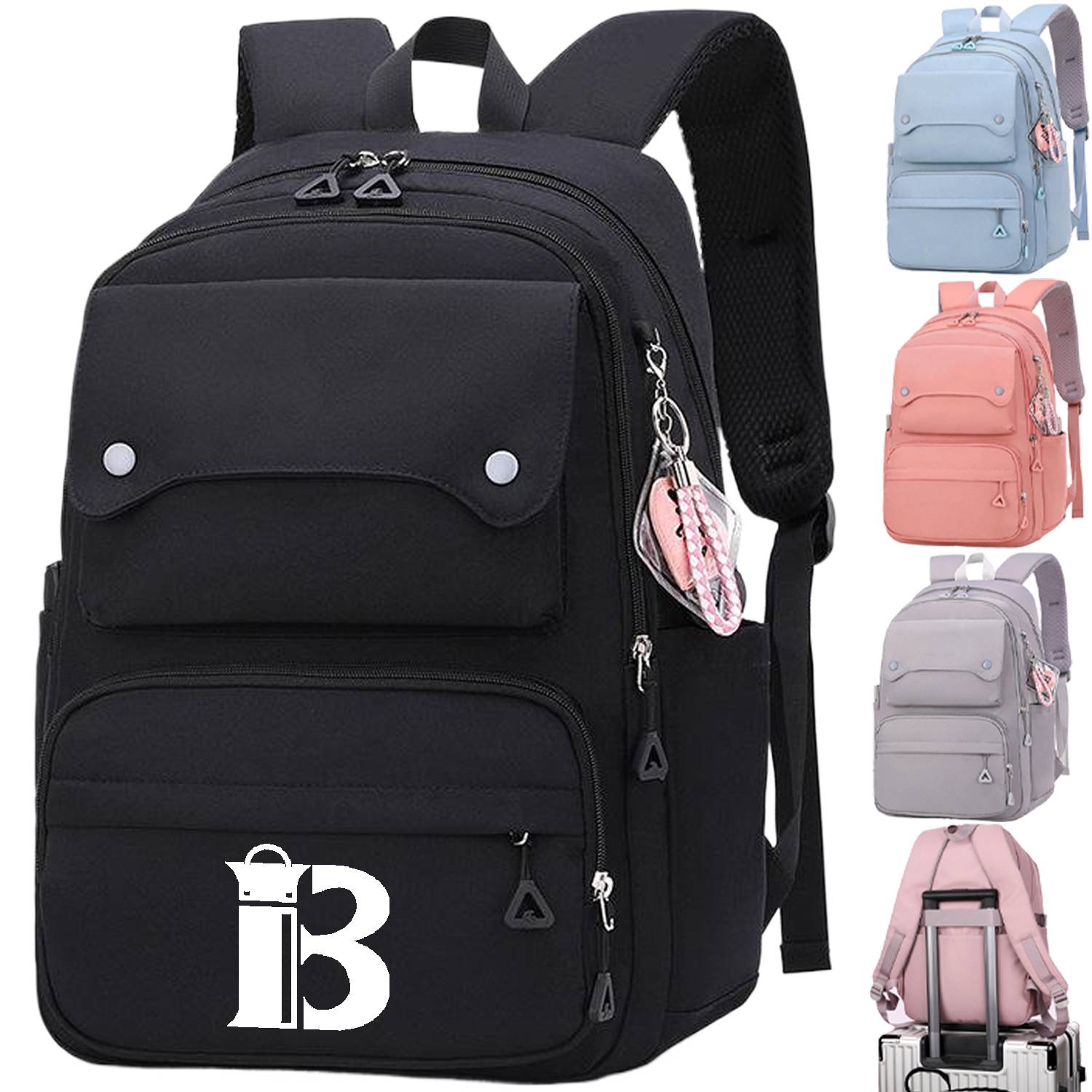 Waterproof Polyester Student Backpack w/ Pendant 2