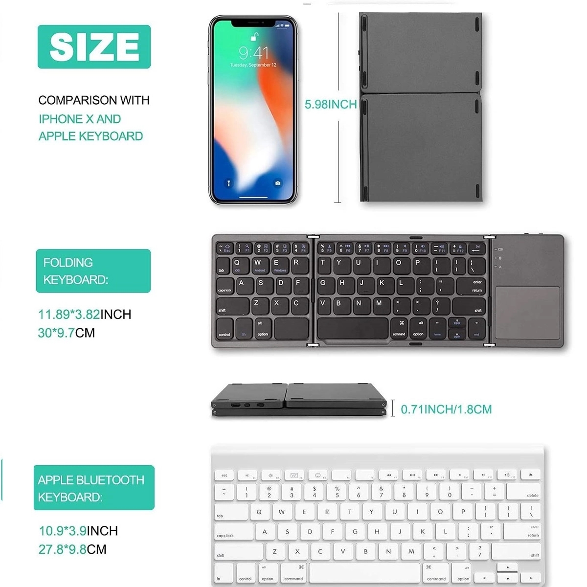Foldable Bluetooth Keyboard With Touchpad 4