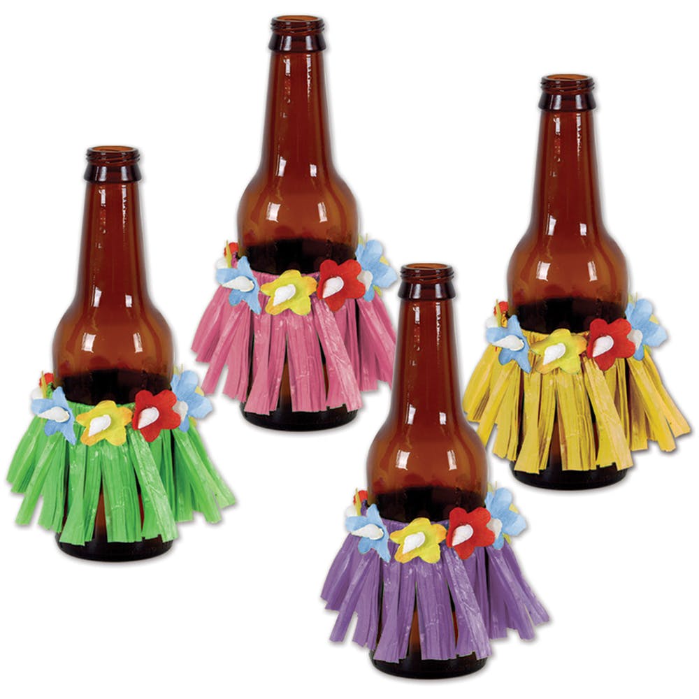 Drink Hula Skirts - Assorted Colors 3.5" 4 Pk 2