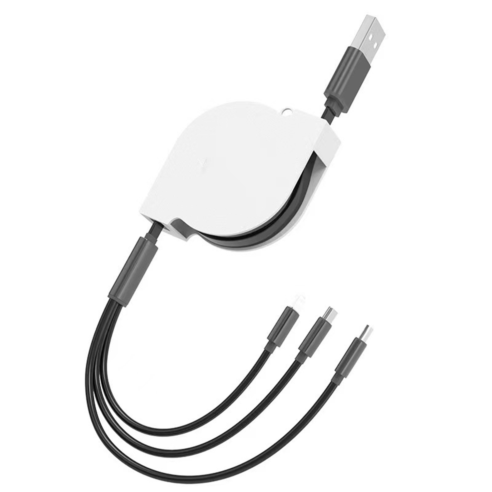 3 In 1 Extra Long Retractable Data Cable Metal Case USB 6
