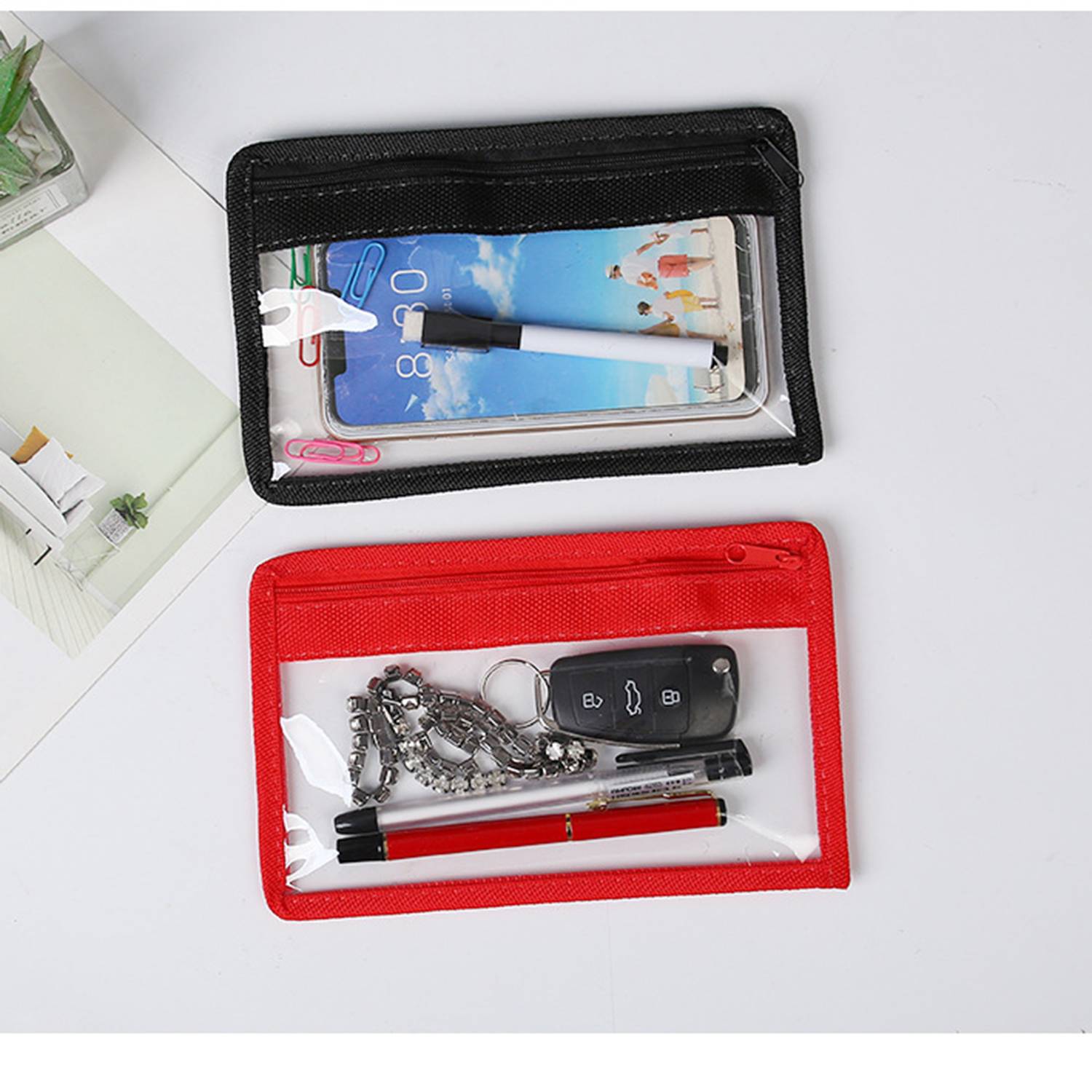 Large Zipper Storage Pouch Pencil Bag with Plastic Hook 5
