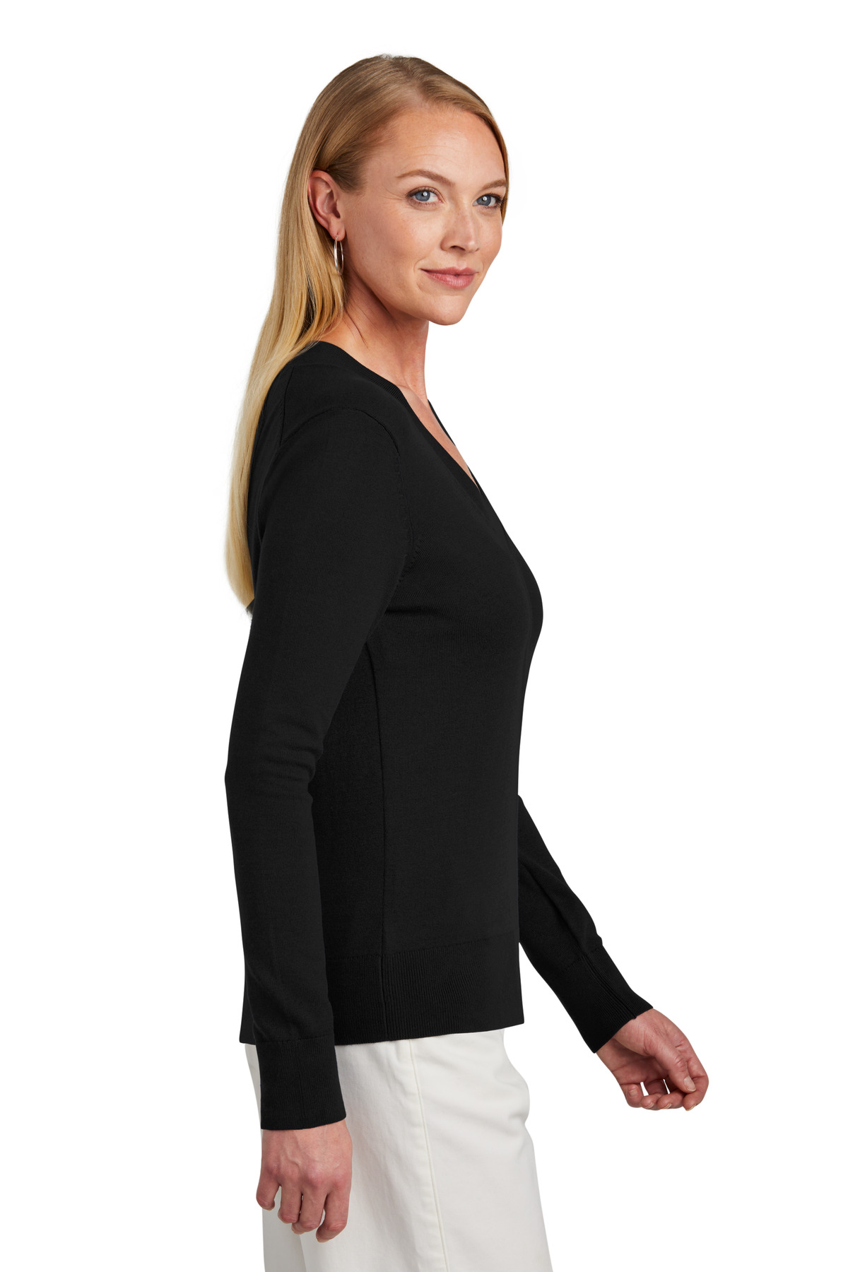Women's Cotton Stretch V-Neck Sweater