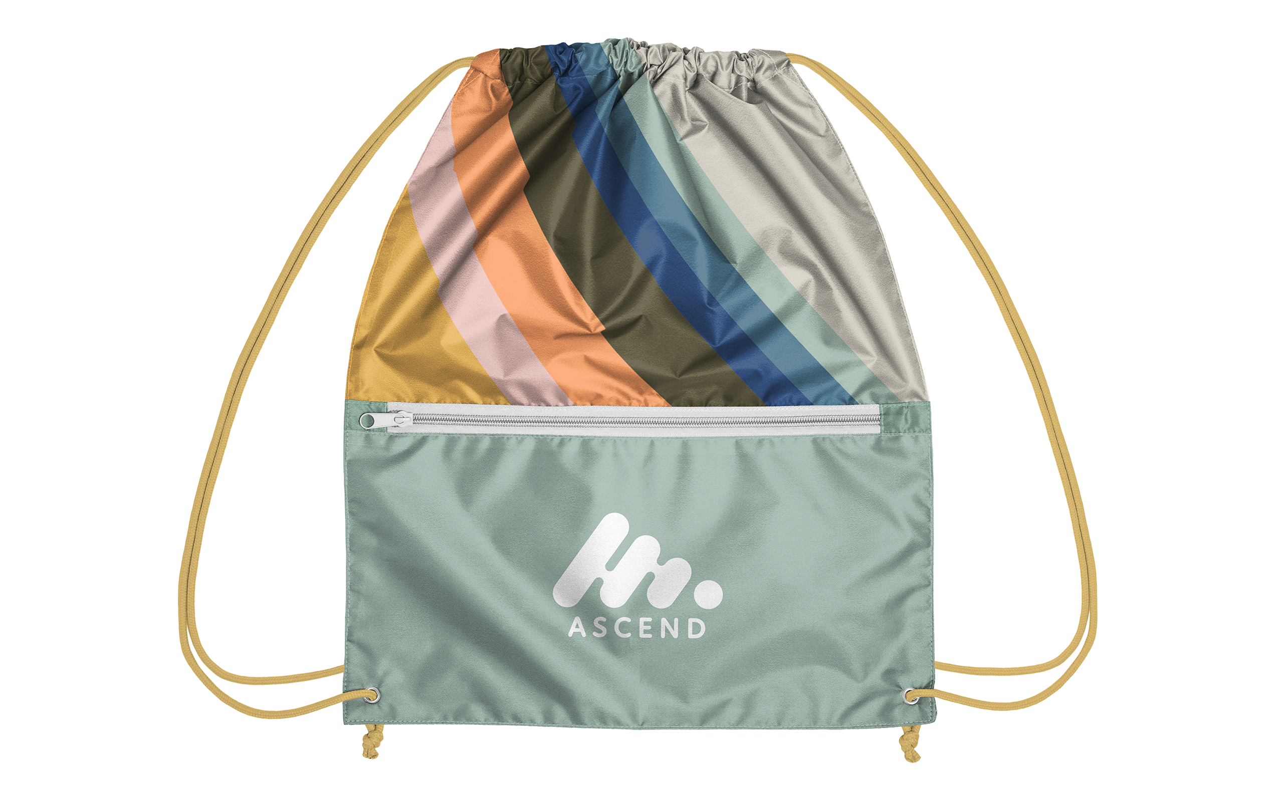 Recycled Zipper Drawstring Bag with Custom PMS Strings