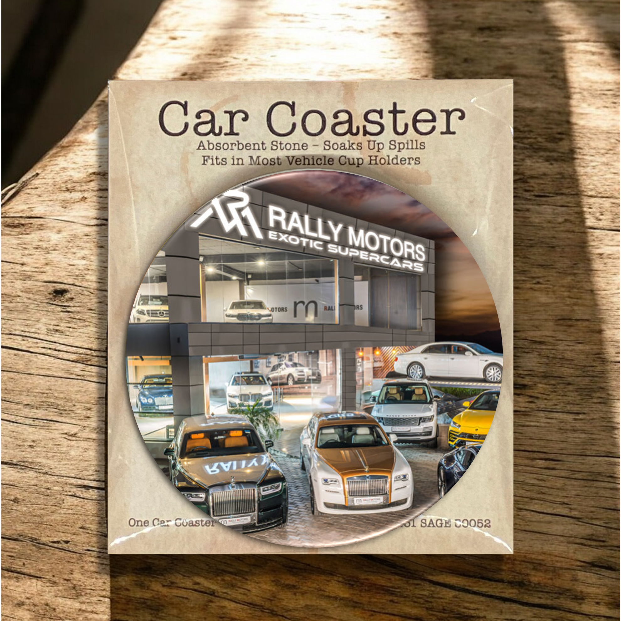 Semi-Gloss White Coated Ceramic Car Coaster in Individual Retail Packaging 6