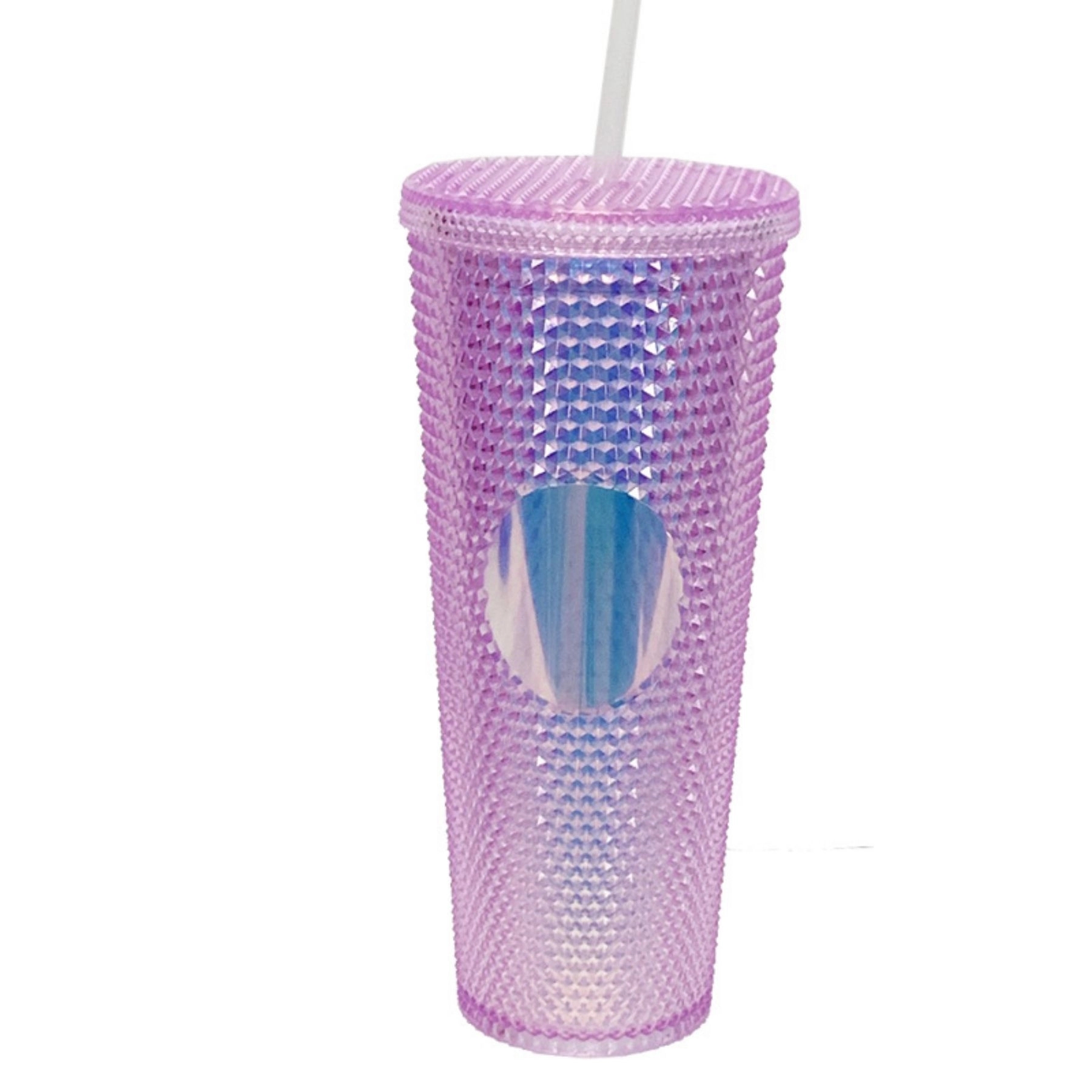 24oz Diamond Plastic Tumbler With Lid and Straw 9
