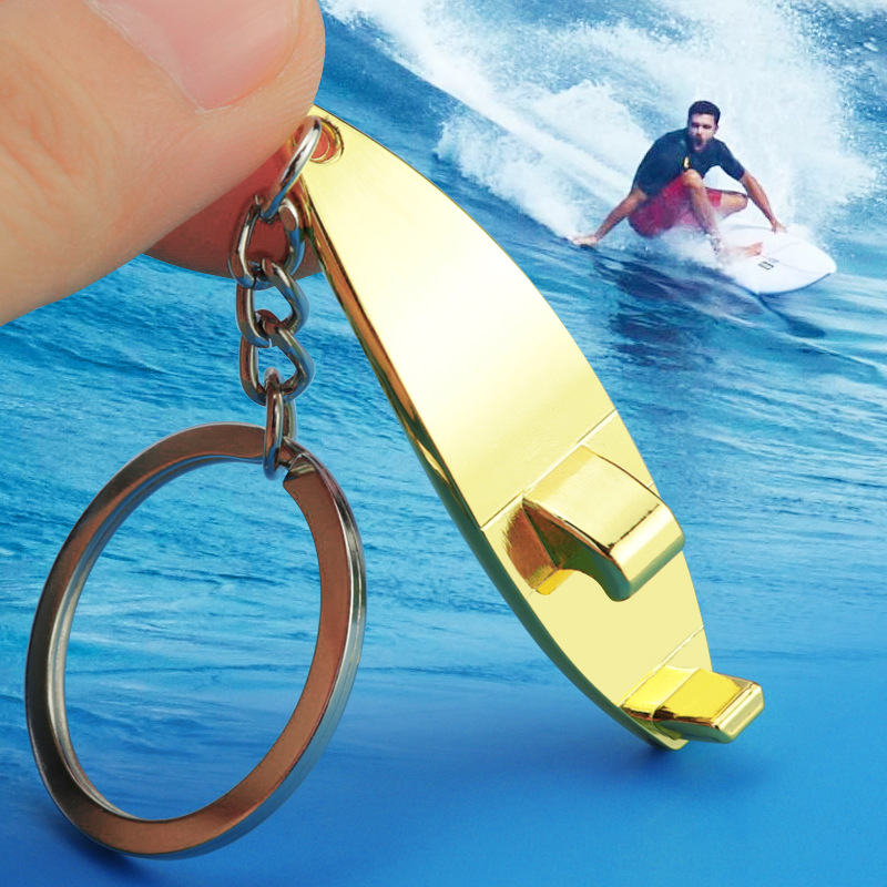Surfboard Shaped Metal Bottle Opener with Keychain 3
