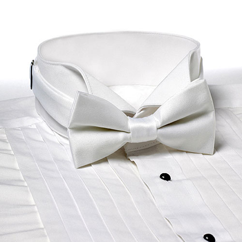 White Adjustable Banded Bow Tie 2