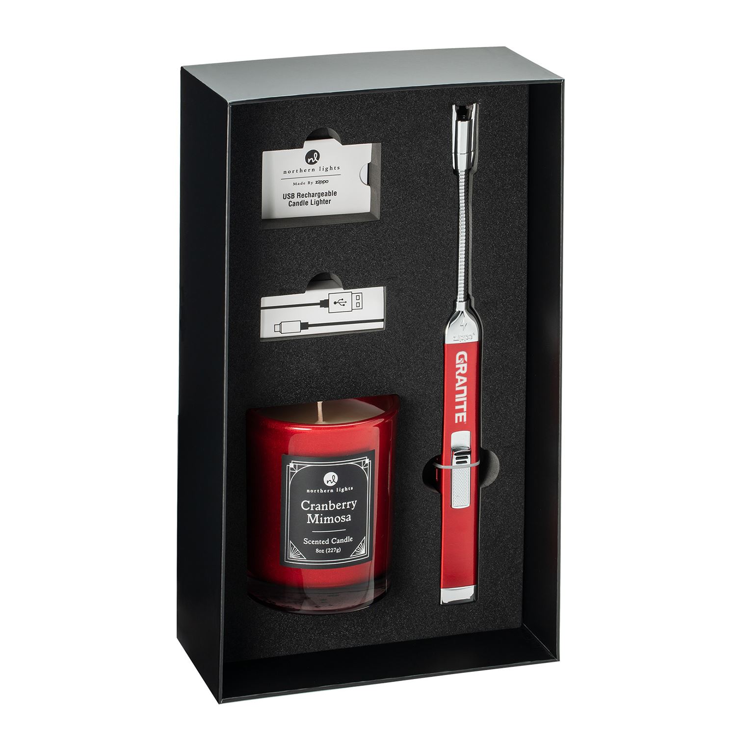 Zippo® Candy Apple Red Rechargeable Candle Lighter & 8 oz Cranberry Mimosa Candle Gift Set 3
