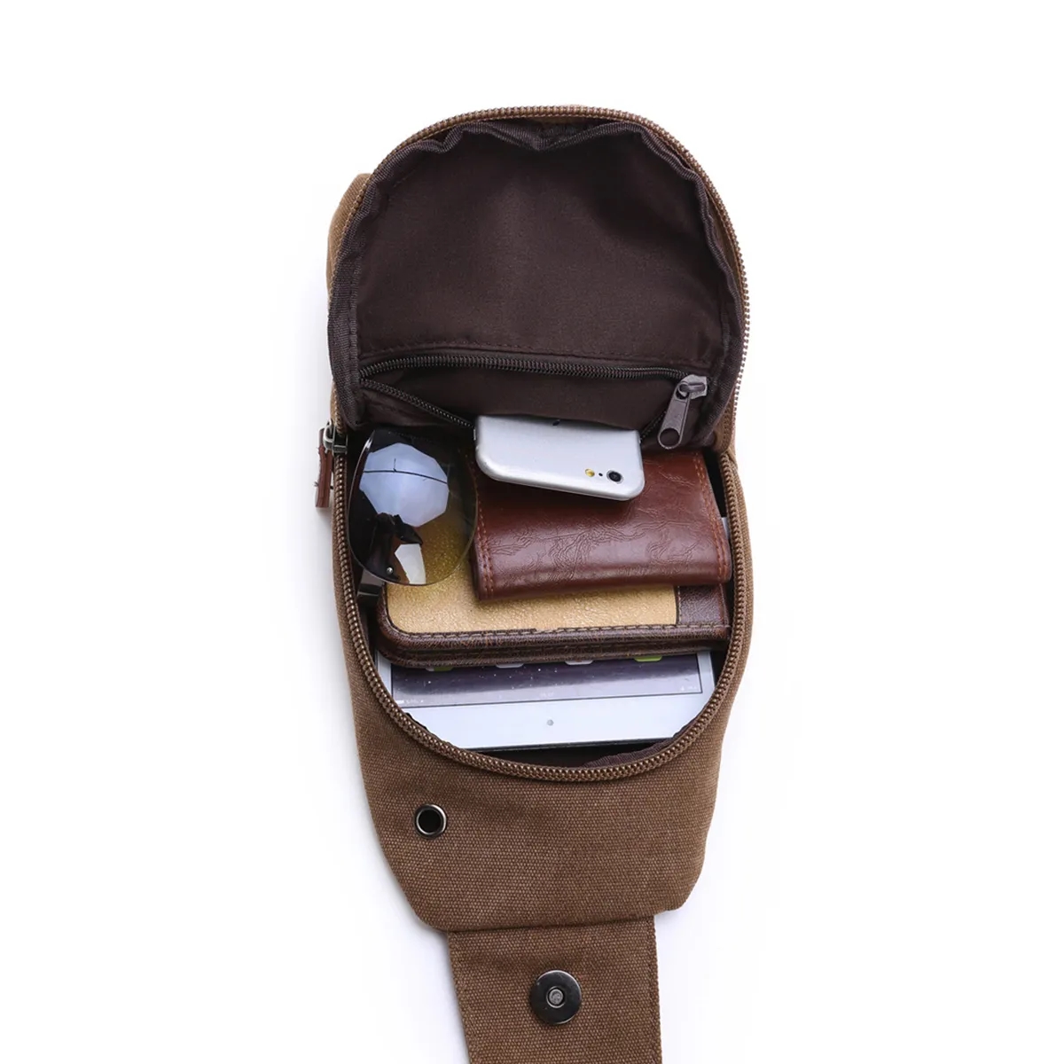 Casual Canvas Crossbody Sling Bag With Leather Accents 4