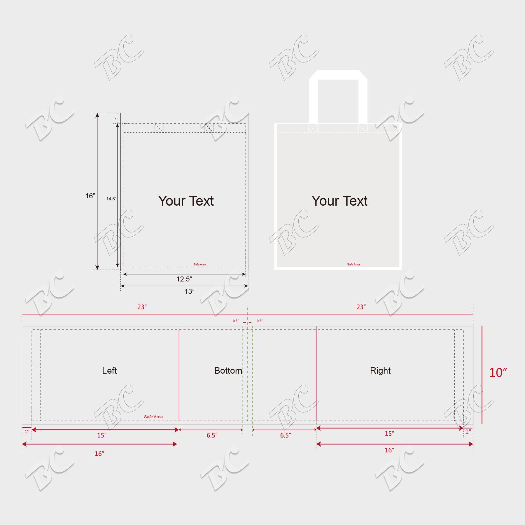 Free Shipping 80 gsm PET Non-Woven Color Trim Full-Color Sublimated Tote Bag 7