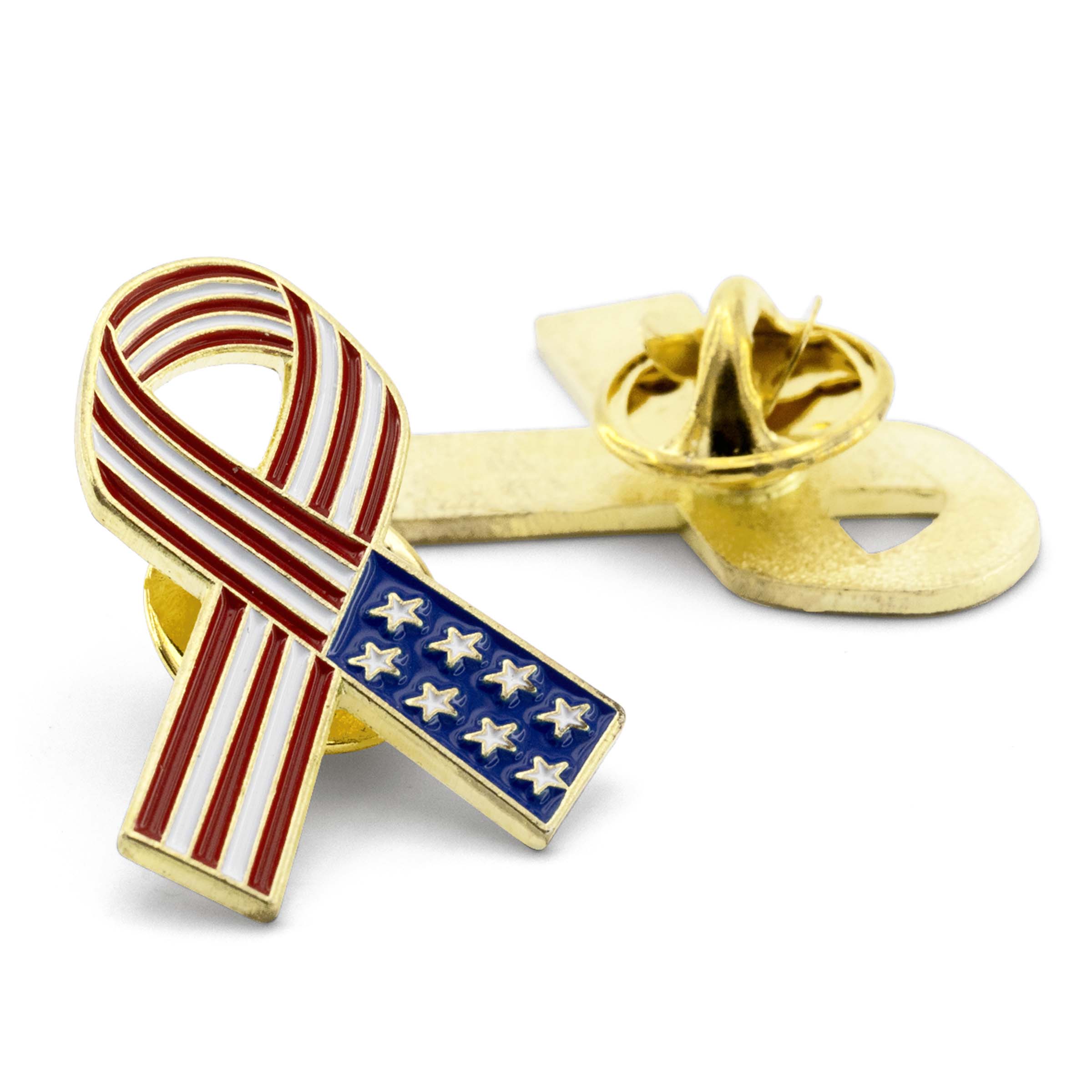 American Flag Ribbon - Die Struck Patriotic Lapel Pins 1