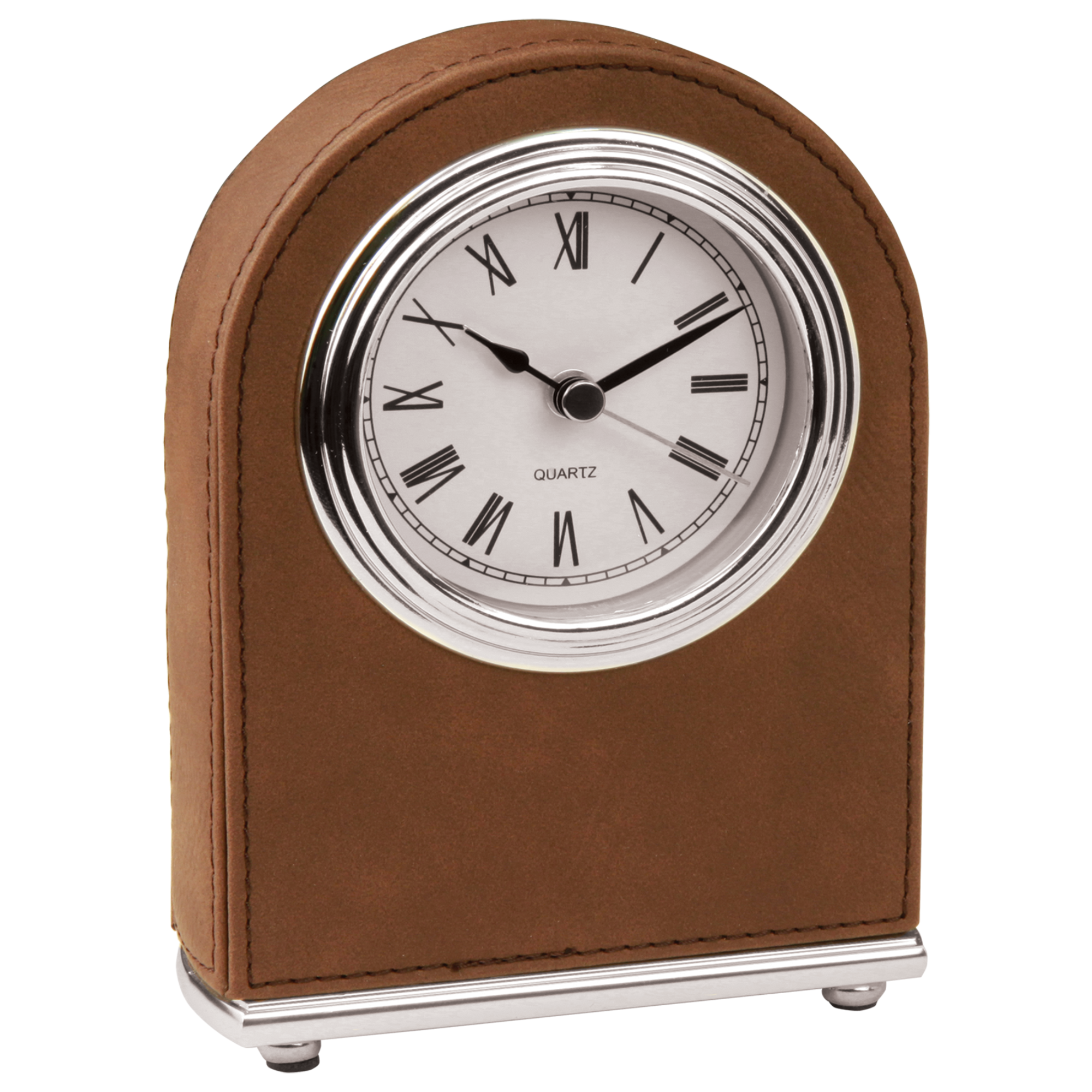 5.5" Light Brown Leatherette Arch Desk Clock 23