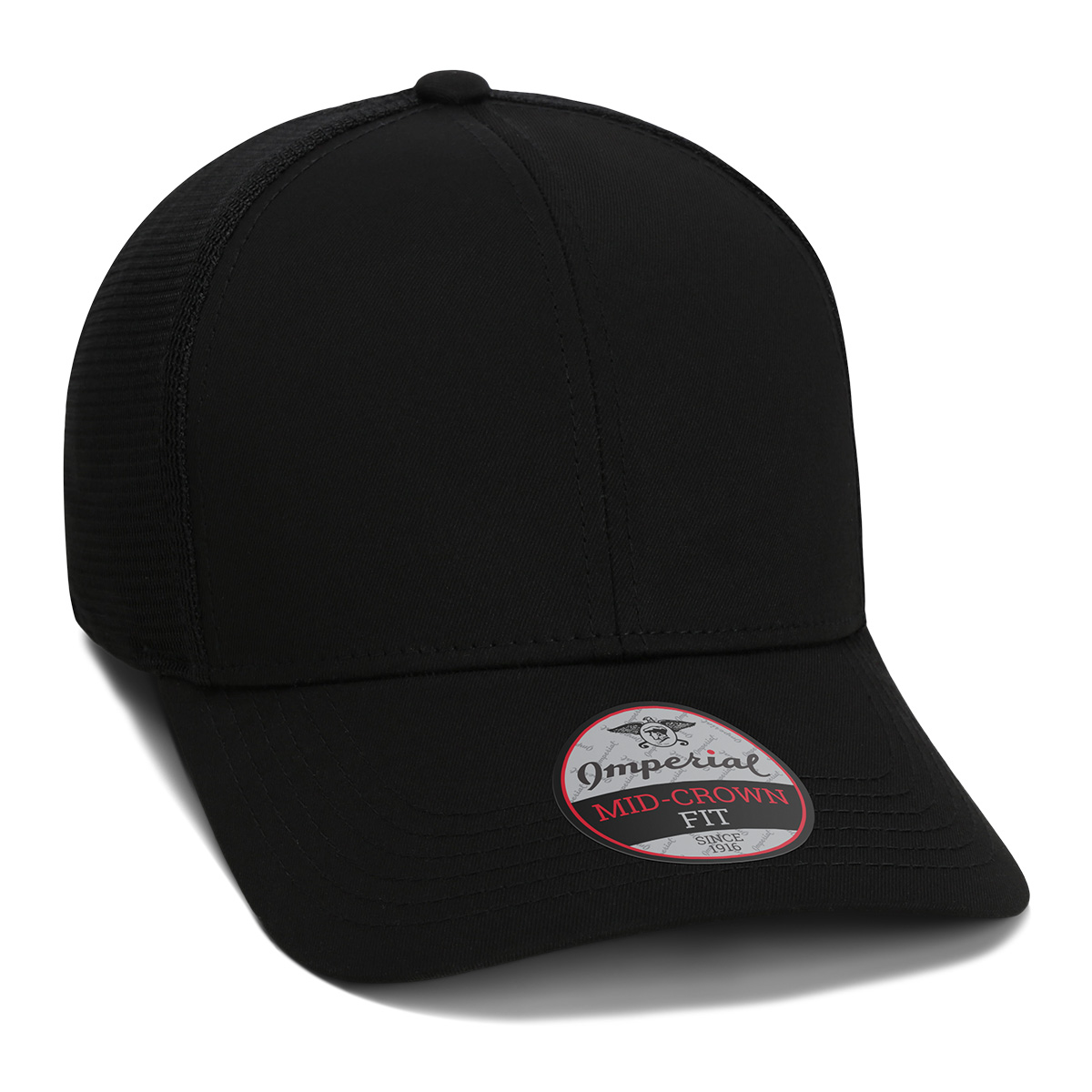 Imperial 1988M 6-Panel The Whitaker Mesh Back Poly Cap w/ Leatherette Patches or Embroidery 16