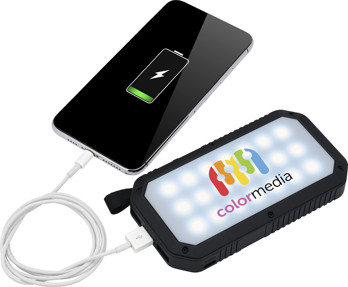 Trio Port Solar Charge LED Power Bank 8,000mAh 2