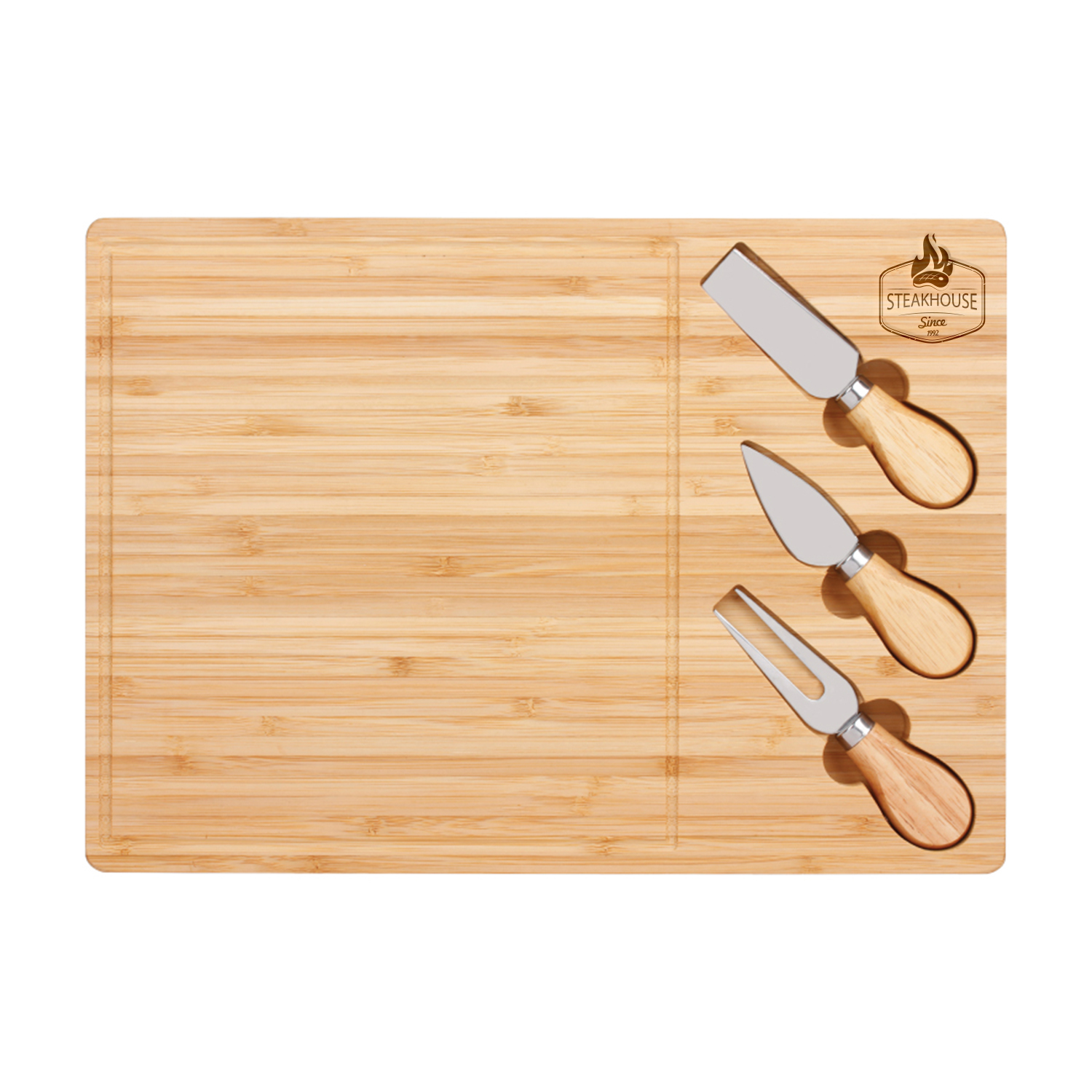 Brie Bamboo Cheese Board Set (Engraved Imprint) 1