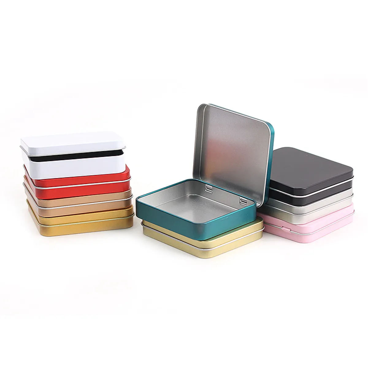 Metal Tin Box Empty Tinplate Containers with Lids Organizers 5