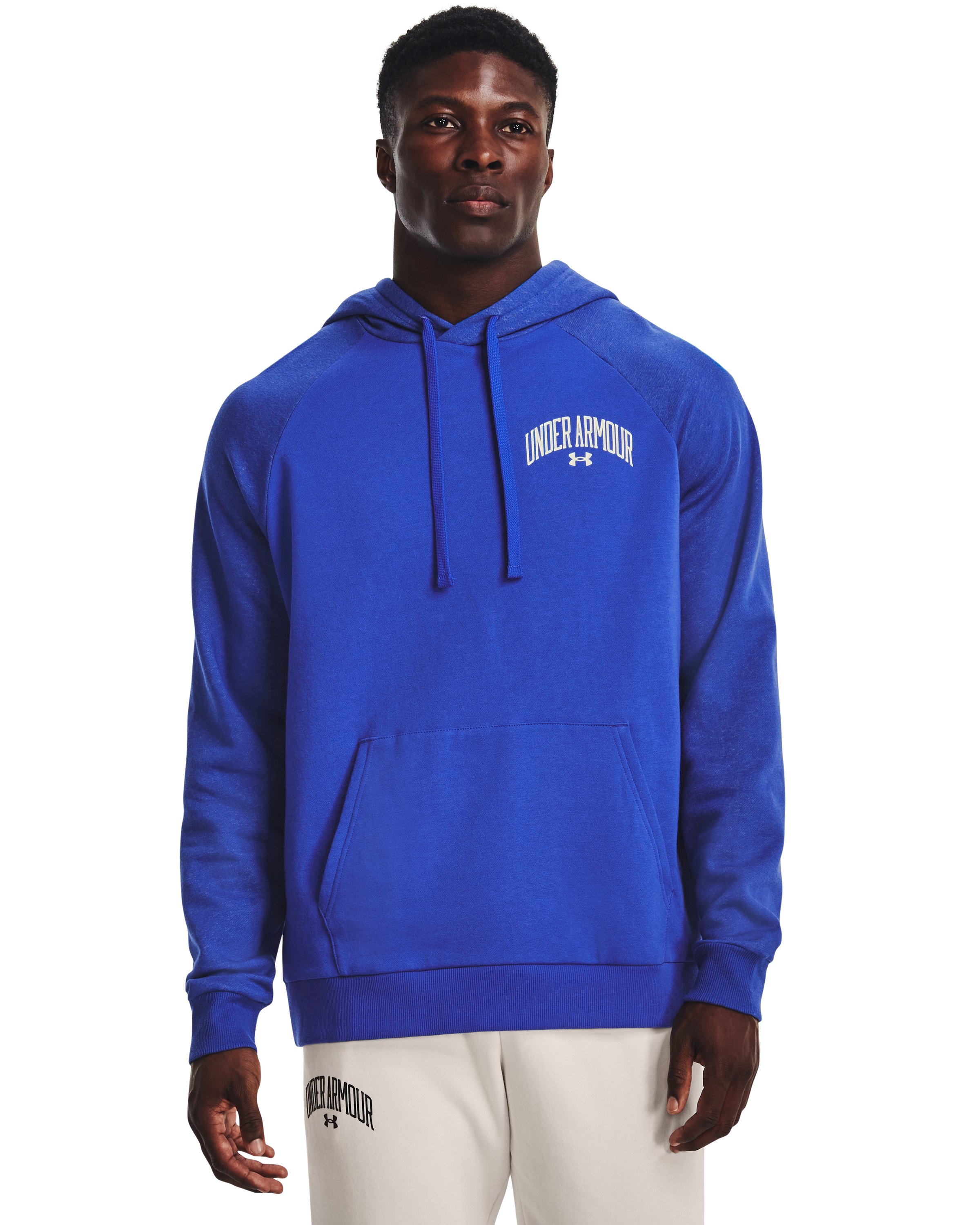 UA Rival Fleece Wordmark Colorblock Men's Hoodie, custom hoodie or sweatshirt with logo imprint 7