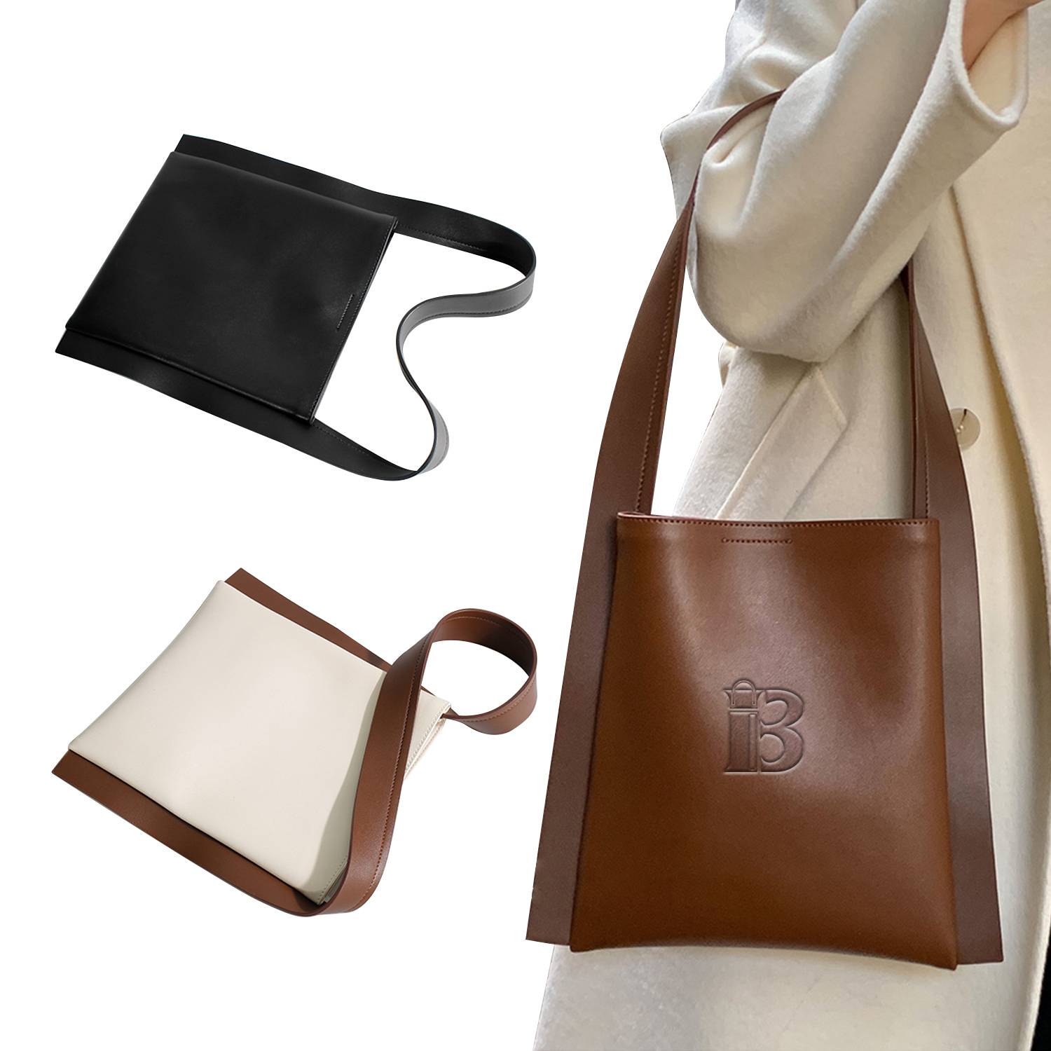 PU Leather Shopping Tote Bag, custom tote bag with logo imprint 1