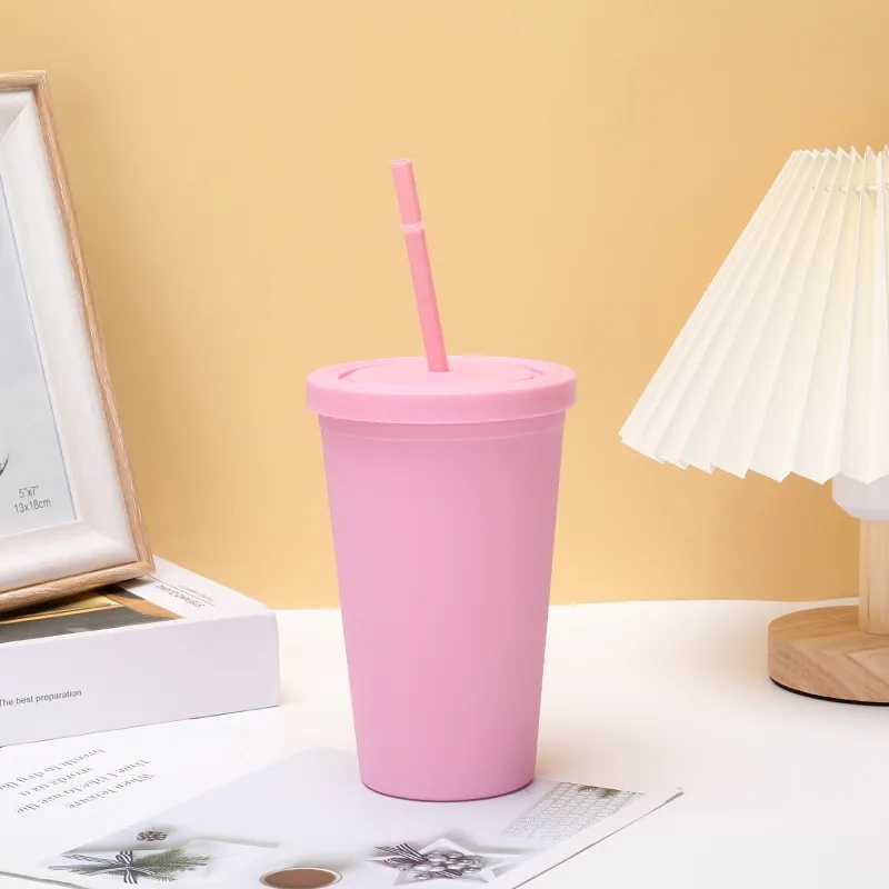 16oz Double Wall Tumblers W Straw Lid 7